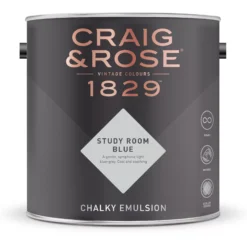 Craig & Rose 1829 Study Room Blue Chalky Emulsion Paint, 2.5L -Trade Point craig rose 1829 study room blue chalky emulsion paint 2 5l5036211062426 08c bq