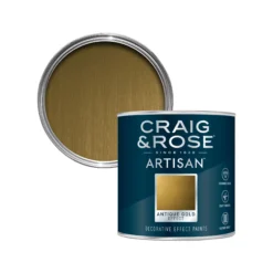 Craig & Rose Artisan Antique Gold Effect Mid Sheen Topcoat Special Effect Paint, 250ml