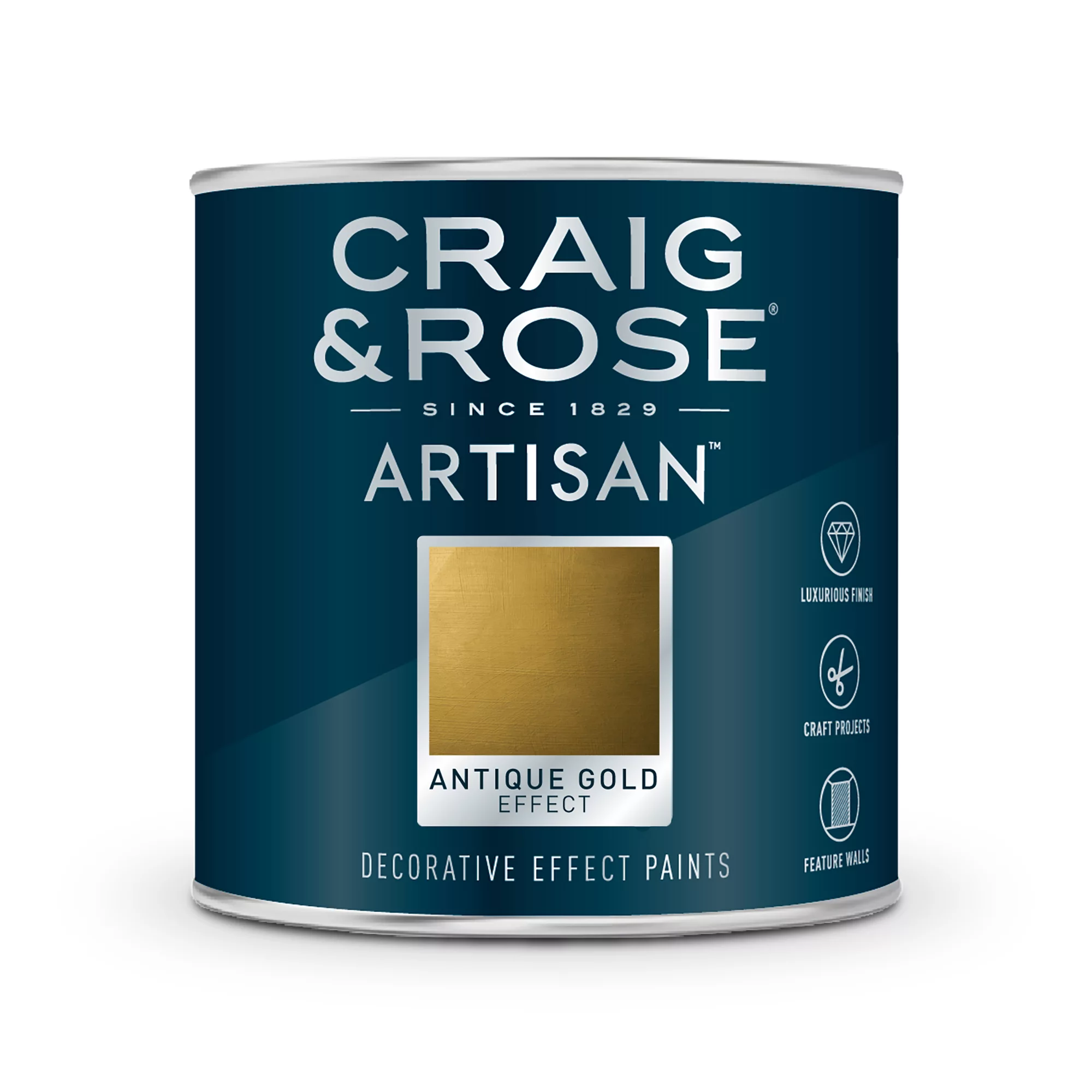 Craig & Rose Artisan Antique Gold Effect Mid Sheen Topcoat Special Effect Paint, 250ml 2 Craig & Rose Artisan Antique Gold Effect Mid Sheen Topcoat Special Effect Paint, 250ml - Image 2