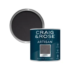 Craig & Rose Artisan Charcoal Stone Textured Effect Matt Topcoat Special Effect Paint, 250ml