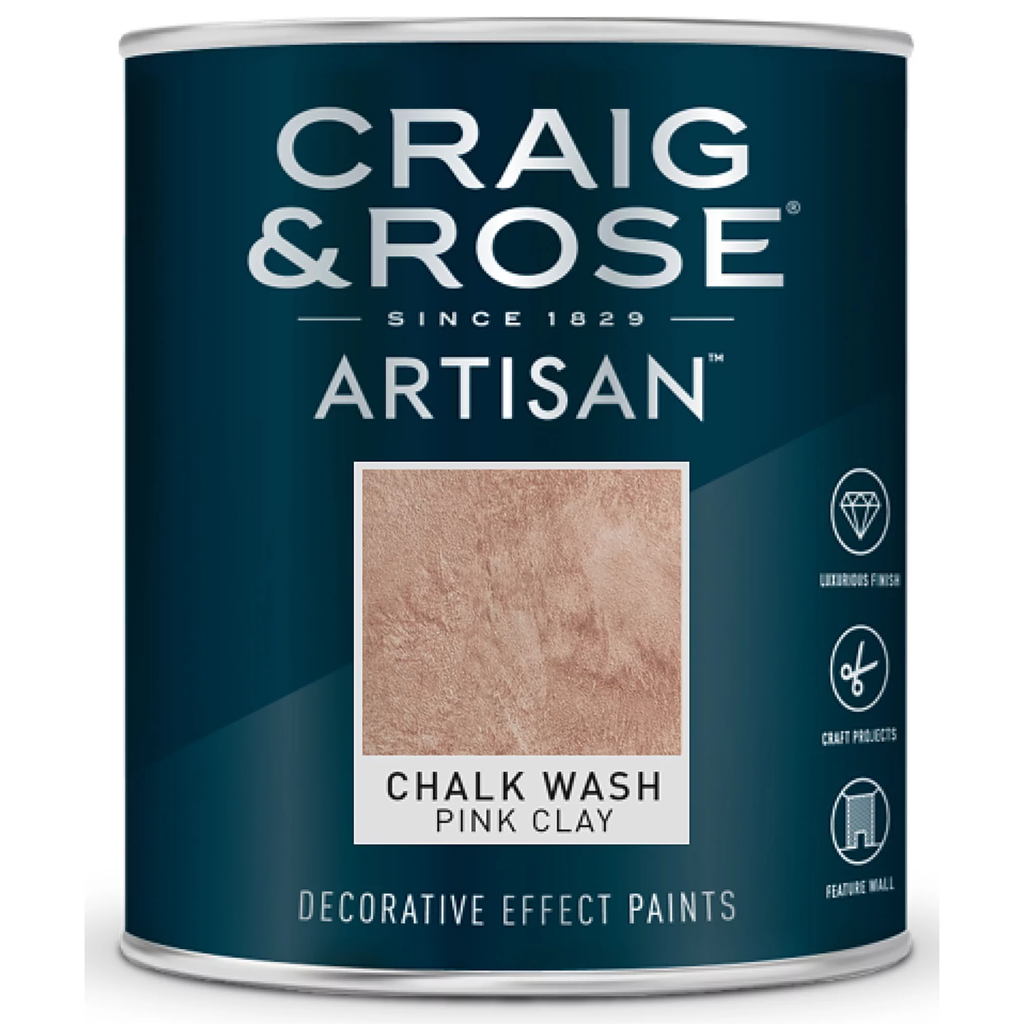 Craig & Rose Artisan Pink Clay Chalky Effect Topcoat Chalkwash Paint, 750ml 2 Craig & Rose Artisan Pink Clay Chalky Effect Topcoat Chalkwash Paint, 750ml - Image 2