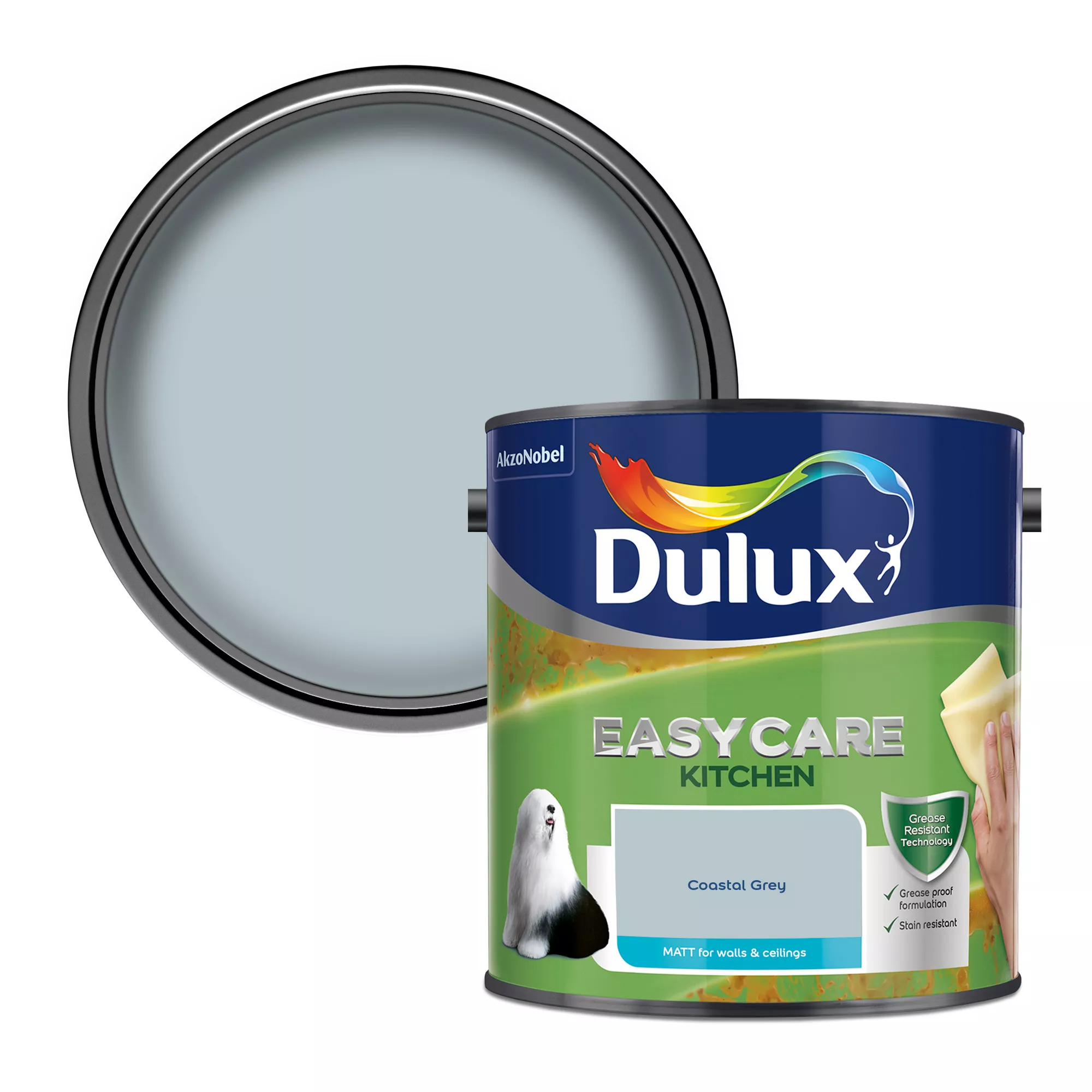Dulux Easycare Coastal Grey Matt Emulsion Paint, 2.5L 1 Dulux Easycare Coastal Grey Matt Emulsion Paint, 2.5L