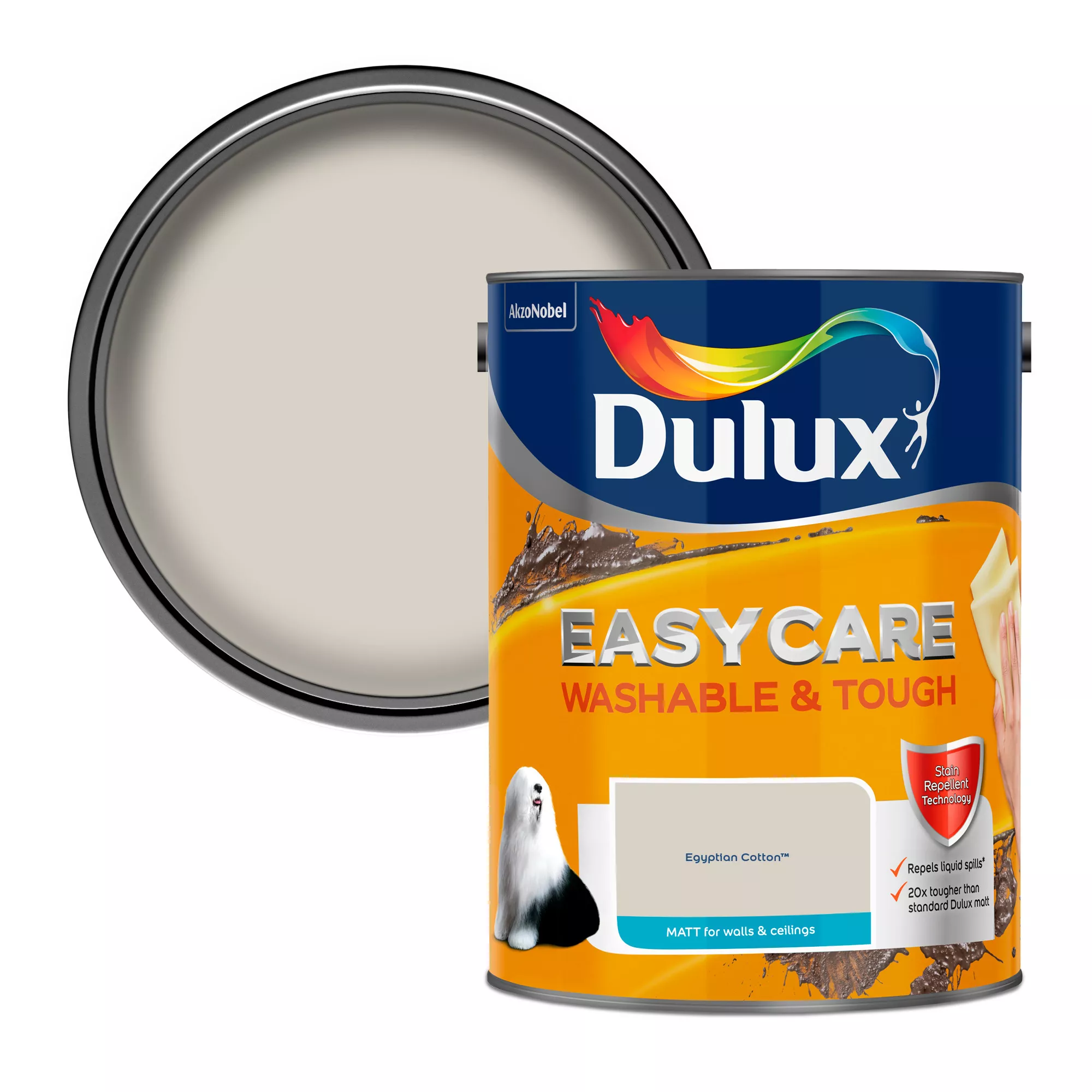 Dulux Easycare Egyptian Cotton Matt Emulsion Paint, 5L 1 Dulux Easycare Egyptian Cotton Matt Emulsion Paint, 5L
