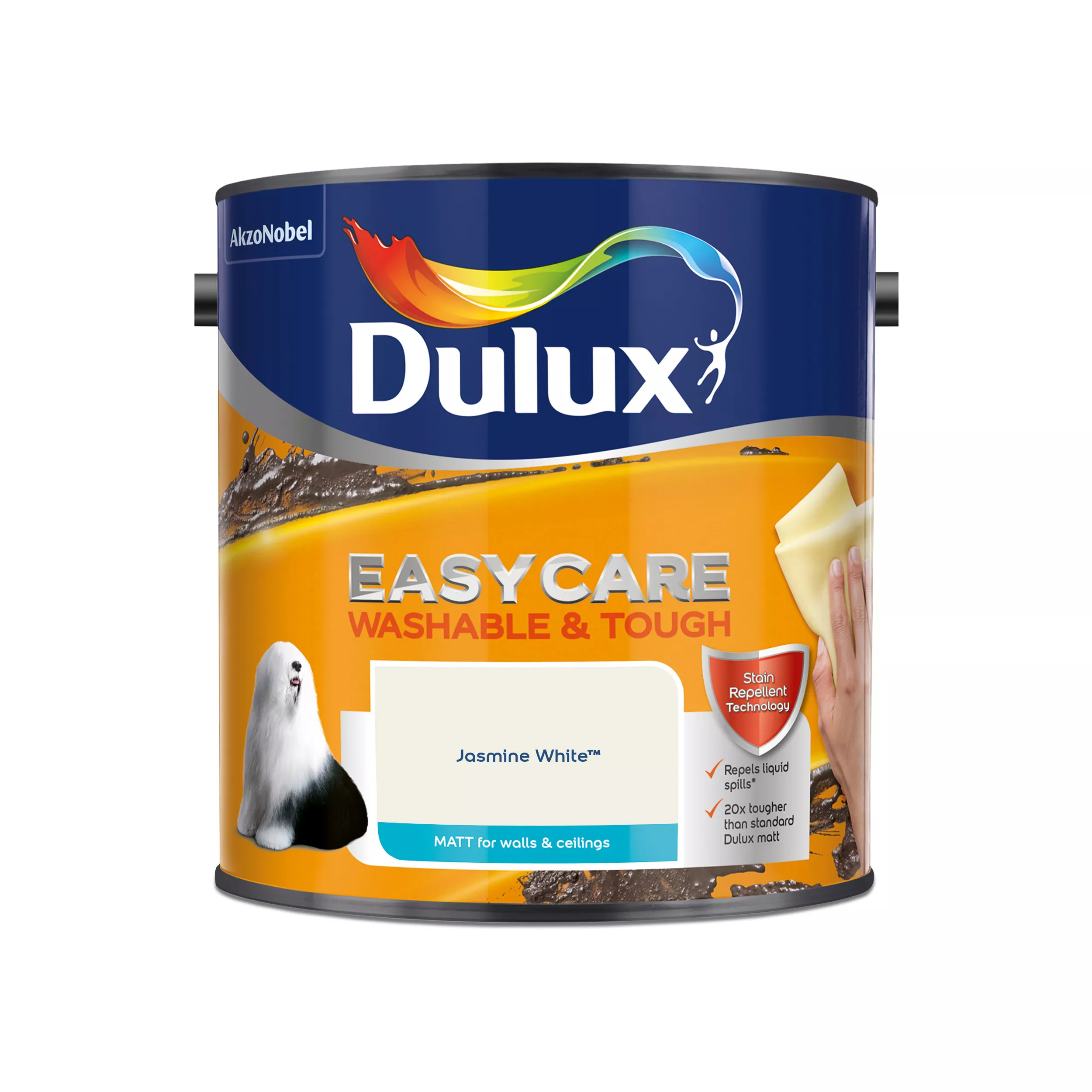 Dulux Easycare Jasmine White Matt Emulsion Paint, 2.5L 3 Dulux Easycare Jasmine White Matt Emulsion Paint, 2.5L - Image 3