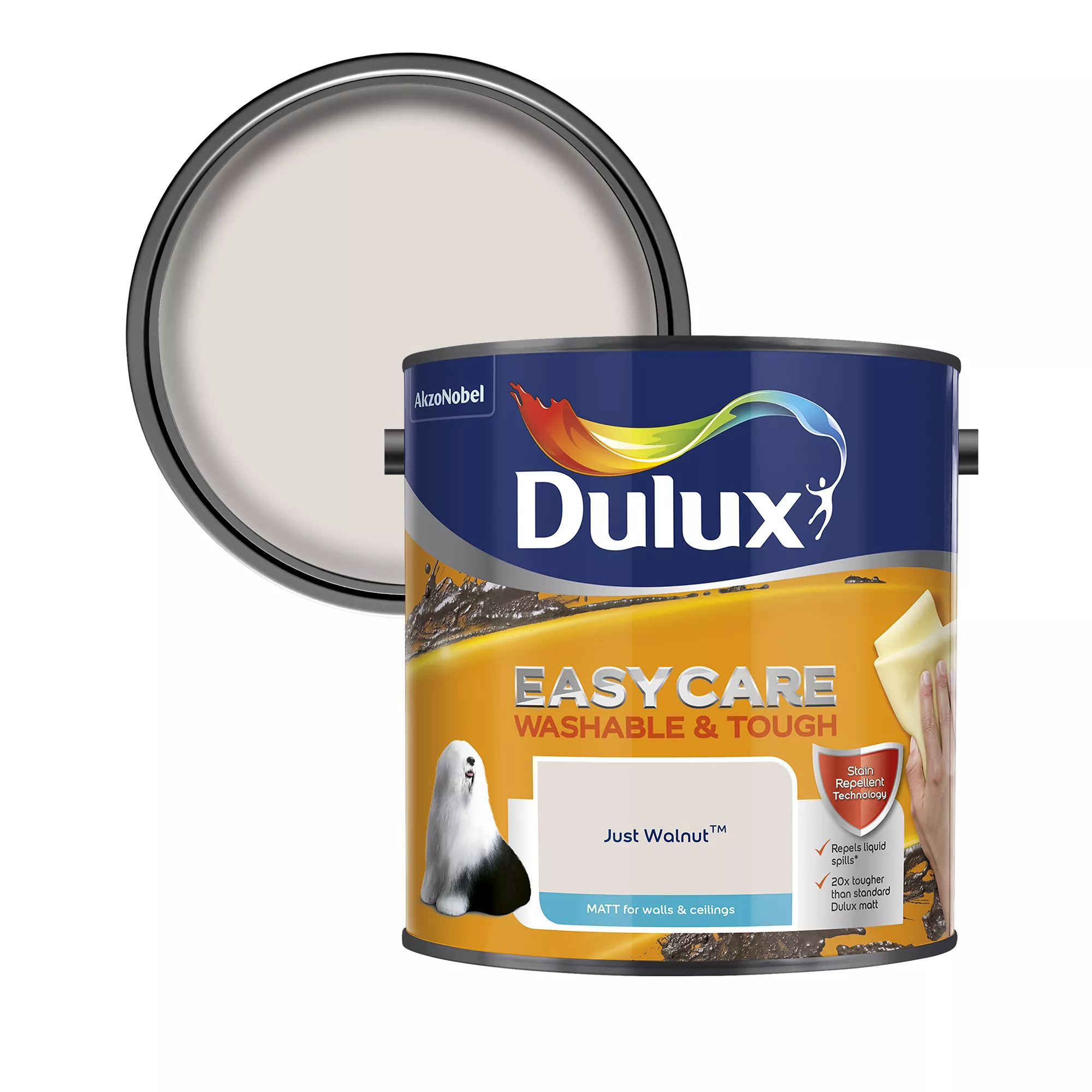 Dulux Easycare Just Walnut Matt Emulsion Paint, 2.5L 1 Dulux Easycare Just Walnut Matt Emulsion Paint, 2.5L
