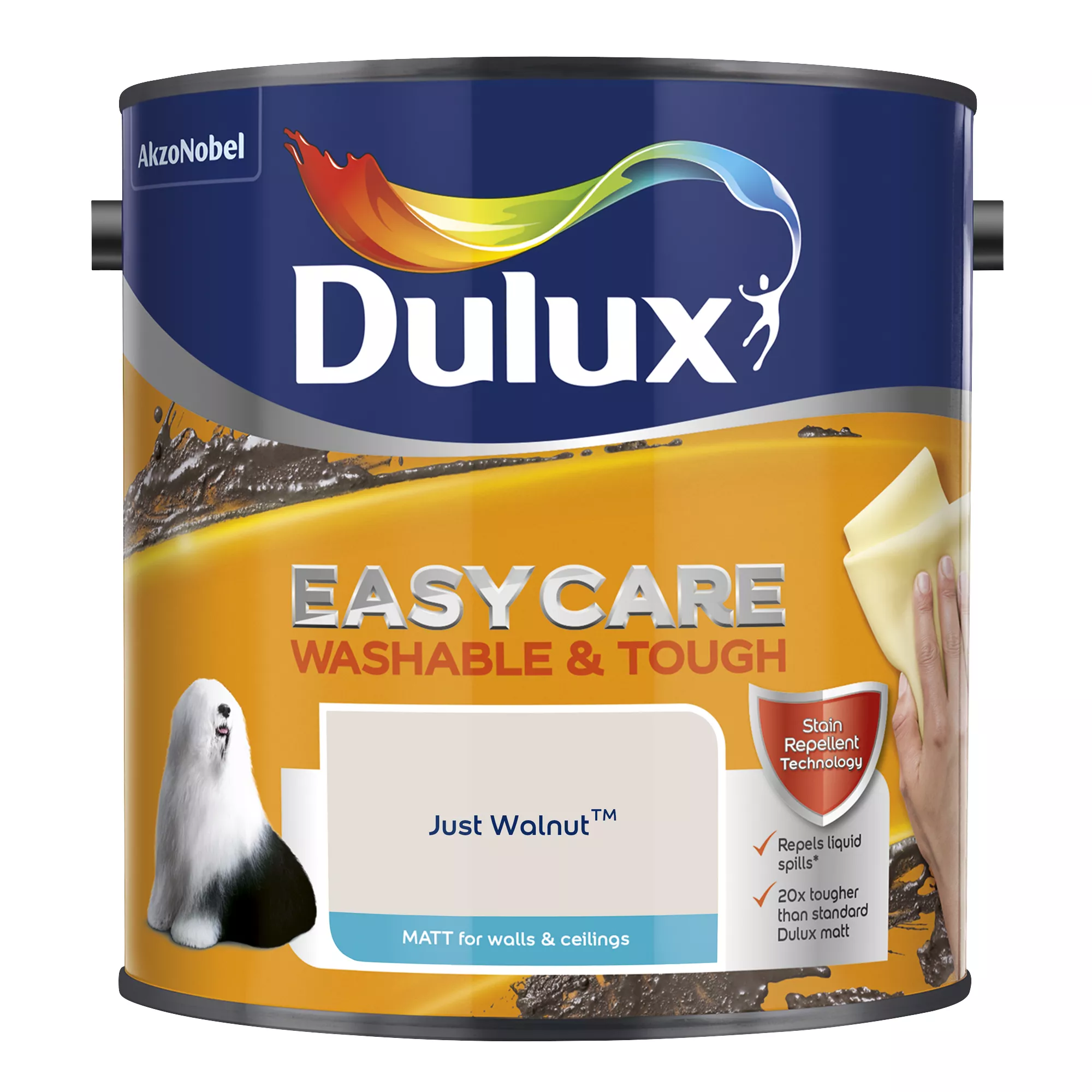Dulux Easycare Just Walnut Matt Emulsion Paint, 2.5L 2 Dulux Easycare Just Walnut Matt Emulsion Paint, 2.5L - Image 2