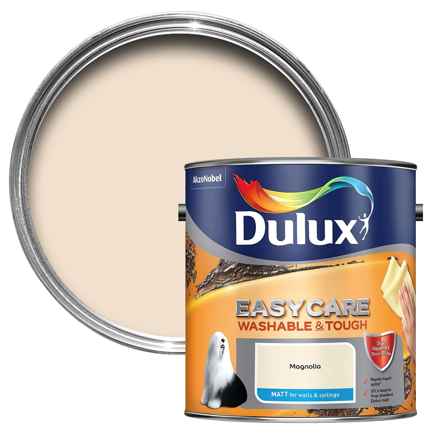 Dulux Easycare Magnolia Matt Emulsion Paint, 2.5L 1 Dulux Easycare Magnolia Matt Emulsion Paint, 2.5L