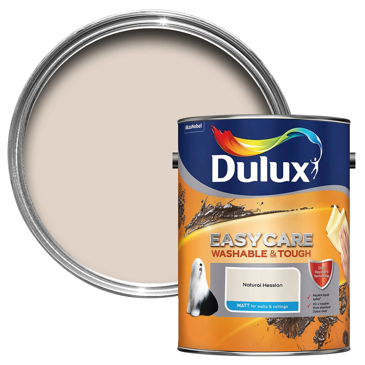 Dulux Easycare Natural Hessian Matt Emulsion Paint, 5L 1 Dulux Easycare Natural Hessian Matt Emulsion Paint, 5L