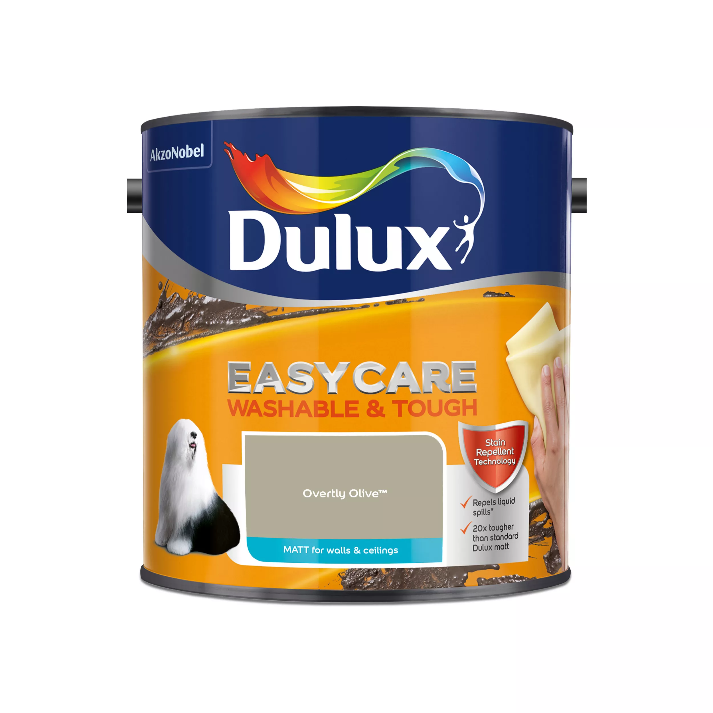 Dulux Easycare Overtly Olive Matt Emulsion Paint, 2.5L 2 Dulux Easycare Overtly Olive Matt Emulsion Paint, 2.5L - Image 2