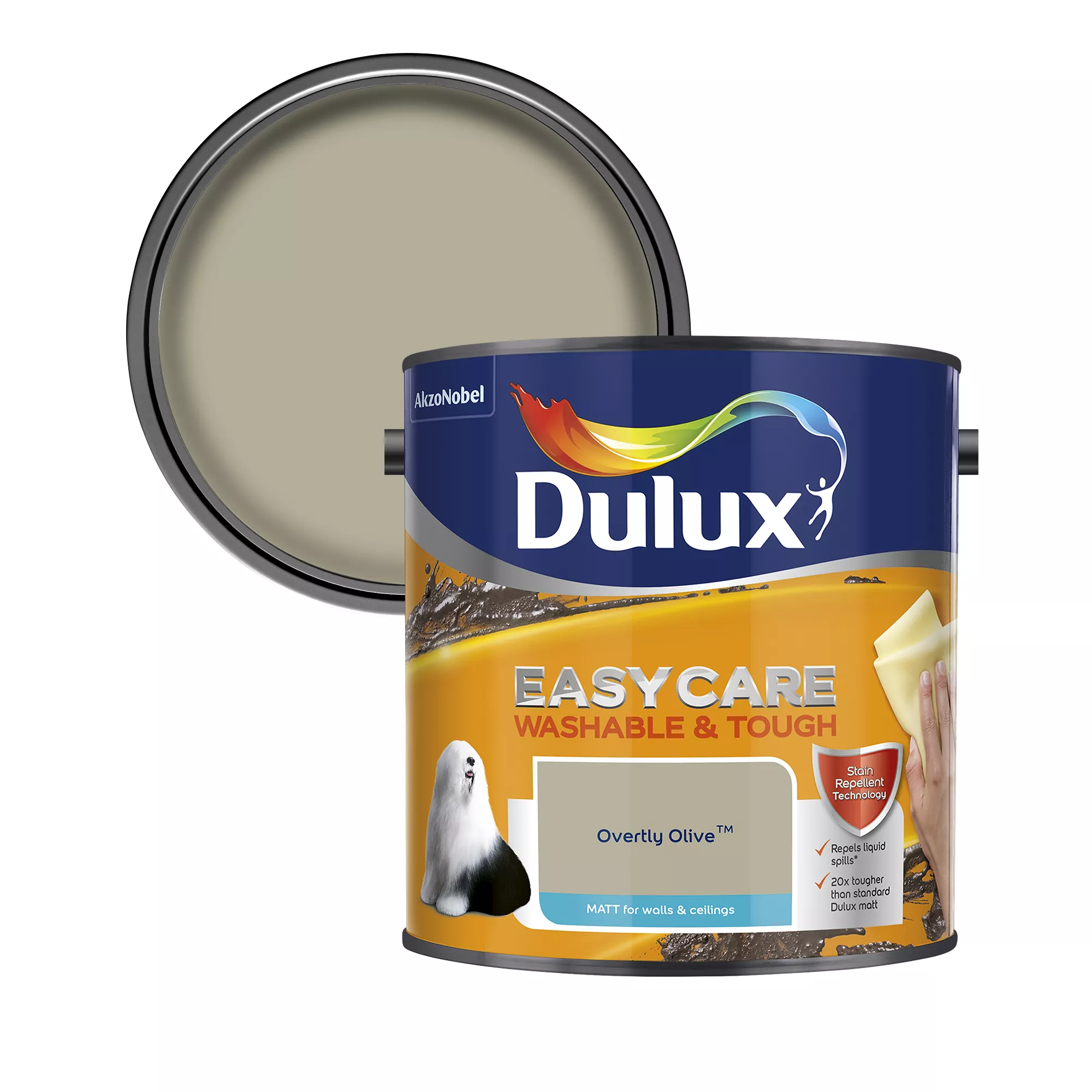 Dulux Easycare Overtly Olive Matt Emulsion Paint, 2.5L 9 Dulux Easycare Overtly Olive Matt Emulsion Paint, 2.5L - Image 9