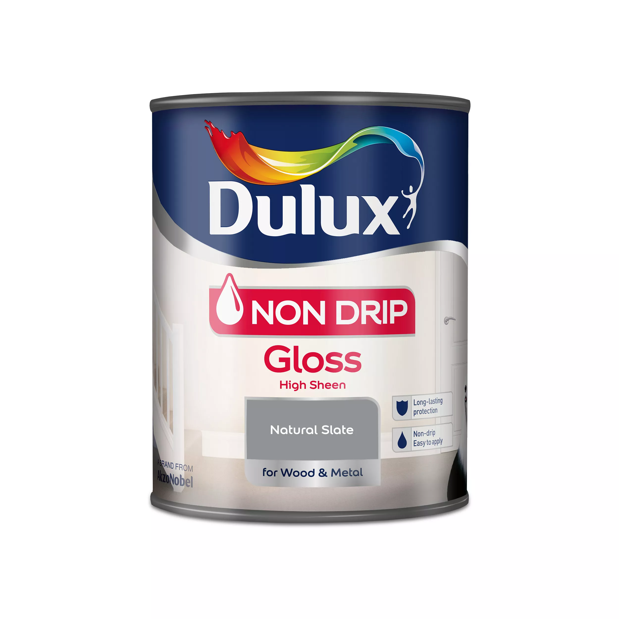 Dulux Non Drip Natural Slate Gloss Metal & Wood Paint, 750ml 2 Dulux Non Drip Natural Slate Gloss Metal & Wood Paint, 750ml - Image 2