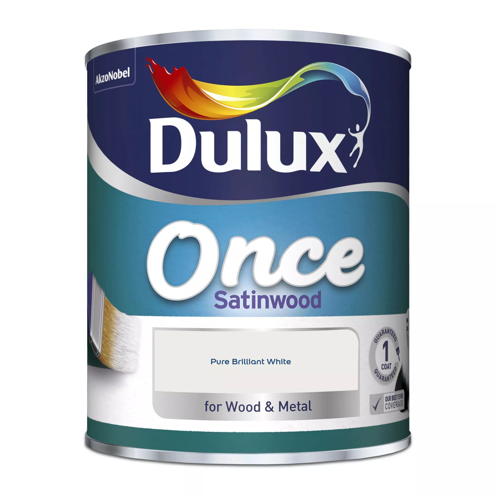 Dulux Once Pure Brilliant White Satinwood Metal & Wood Paint, 750ml 2 Dulux Once Pure Brilliant White Satinwood Metal & Wood Paint, 750ml - Image 2