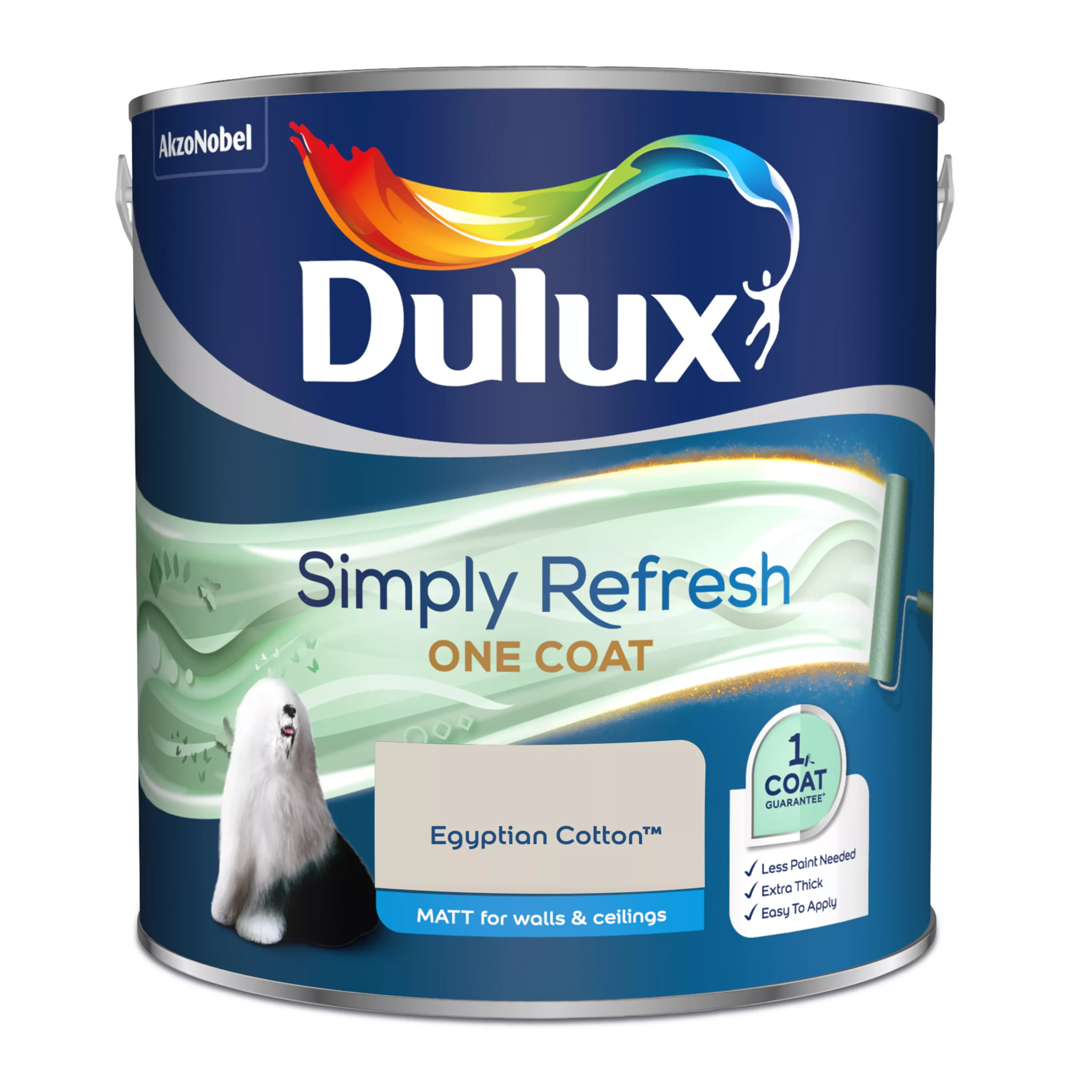 Dulux One Coat Egyptian Cotton Matt Emulsion Paint, 2.5L 2 Dulux One Coat Egyptian Cotton Matt Emulsion Paint, 2.5L - Image 2