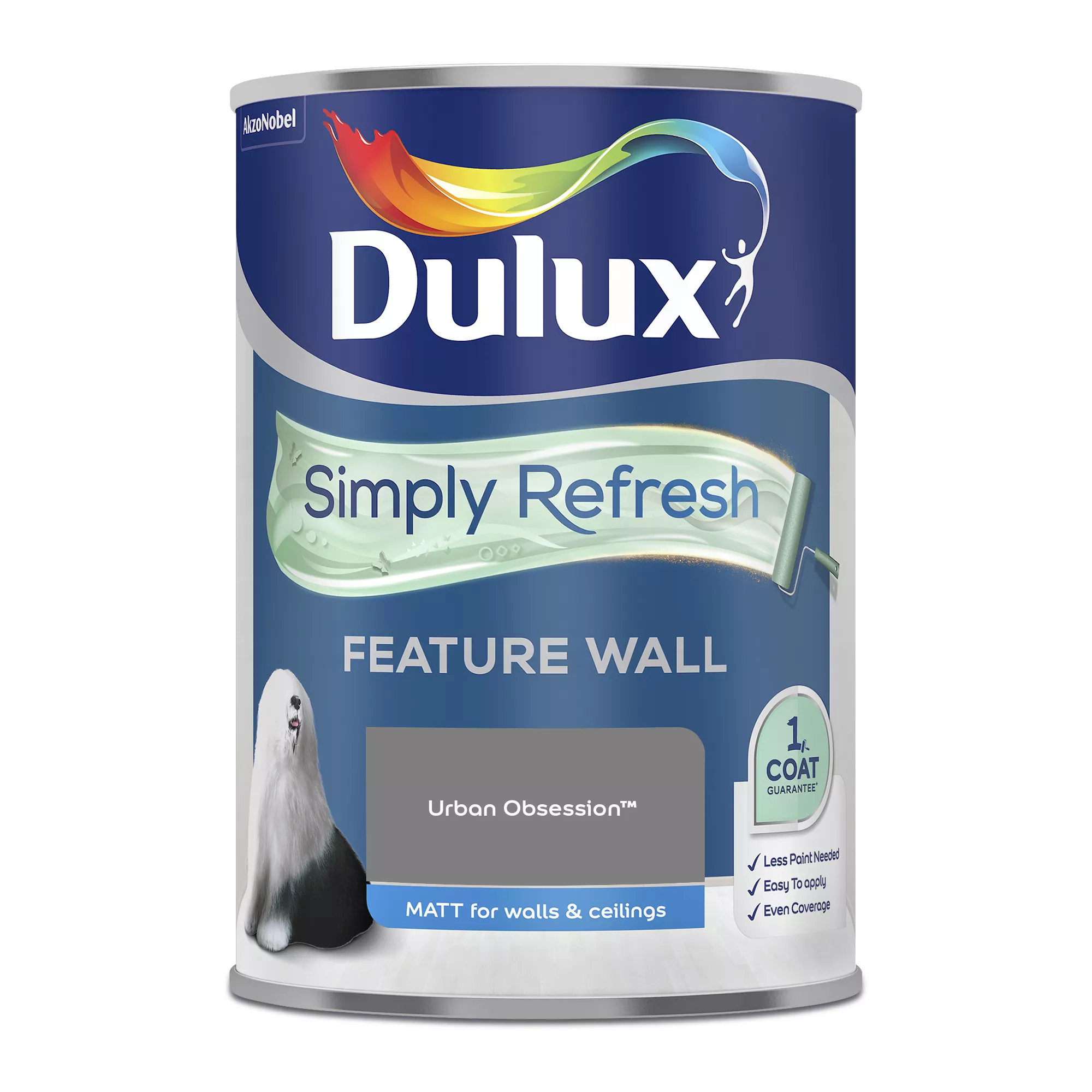Dulux One Coat Urban Obsession Matt Emulsion Paint, 1.25L 2 Dulux One Coat Urban Obsession Matt Emulsion Paint, 1.25L - Image 2