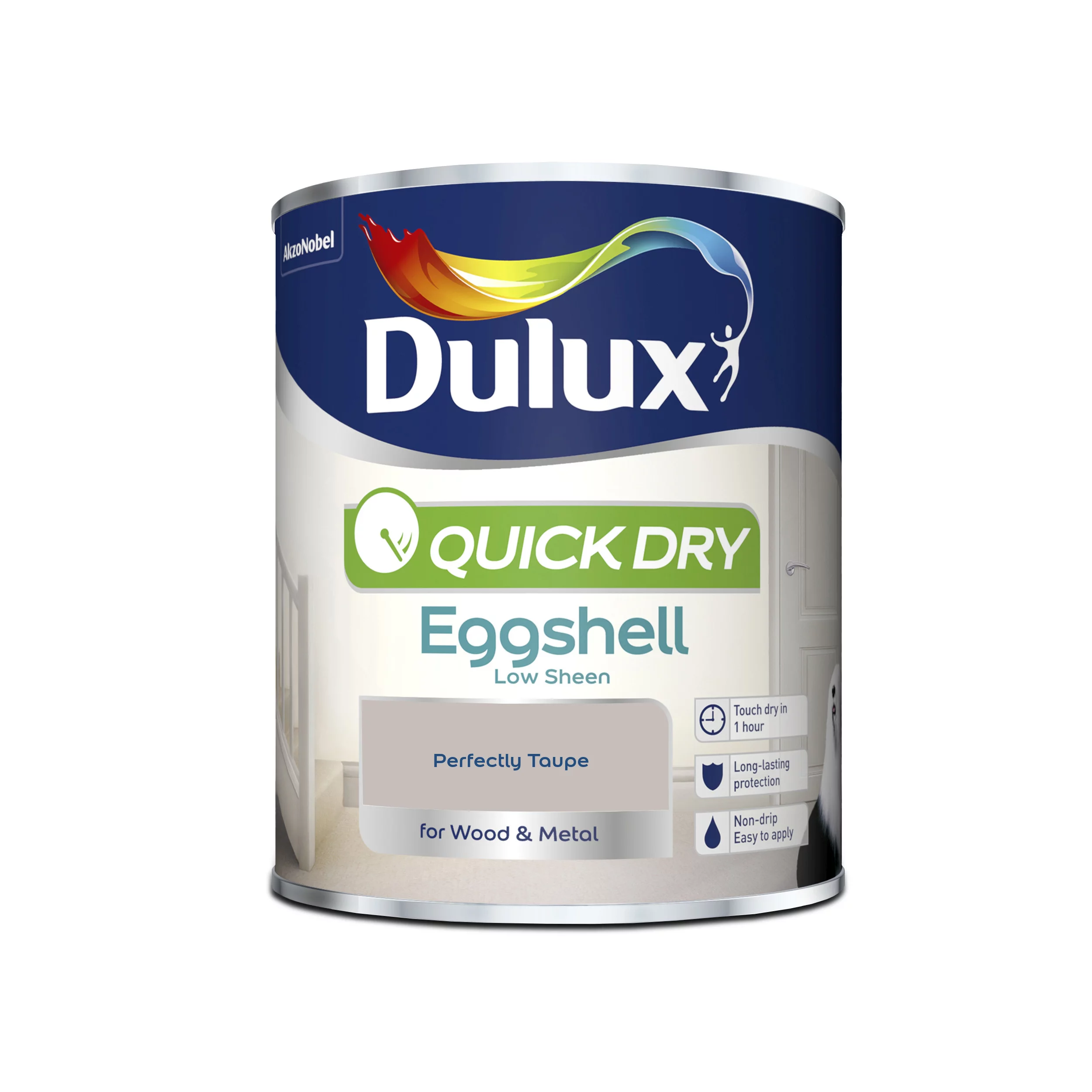 Dulux Quick Dry Perfectly Taupe Eggshell Metal & Wood Paint, 750ml 2 Dulux Quick Dry Perfectly Taupe Eggshell Metal & Wood Paint, 750ml - Image 2