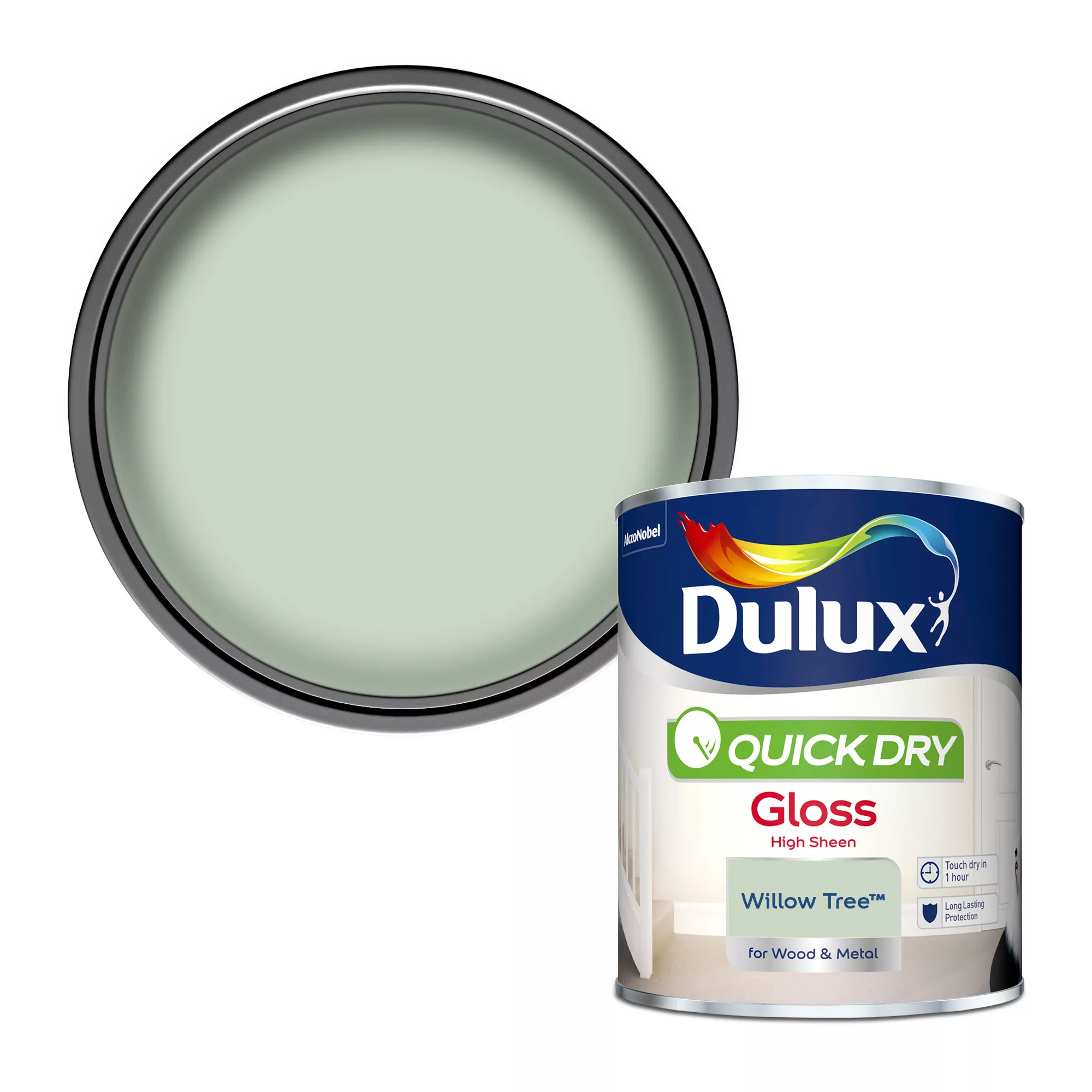 Dulux Quick Dry Willow Tree Gloss Metal & Wood Paint, 750ml 1 Dulux Quick Dry Willow Tree Gloss Metal & Wood Paint, 750ml