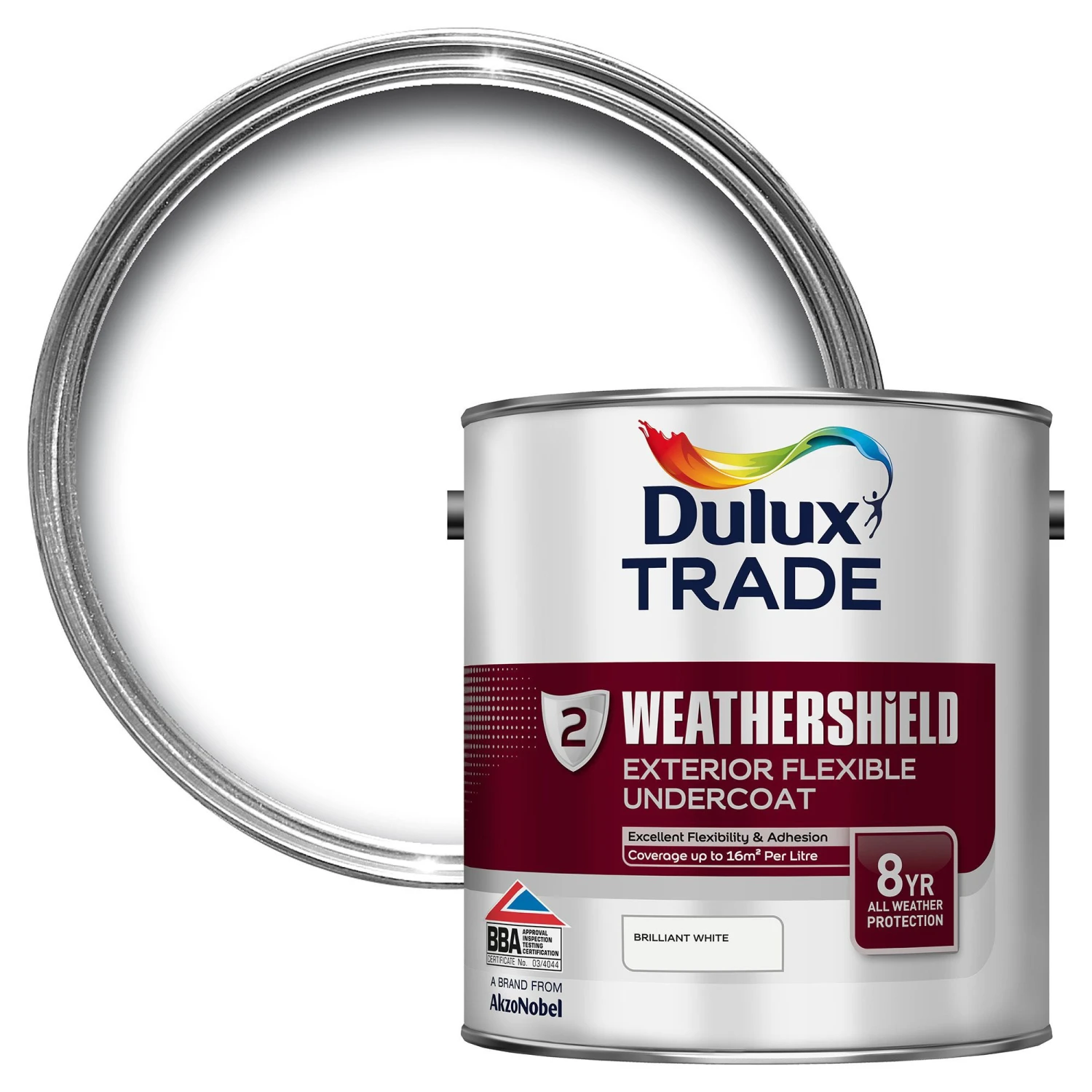Dulux Trade Weathershield Brilliant White Metal & Wood Undercoat, 2.5L 1 Dulux Trade Weathershield Brilliant White Metal & Wood Undercoat, 2.5L