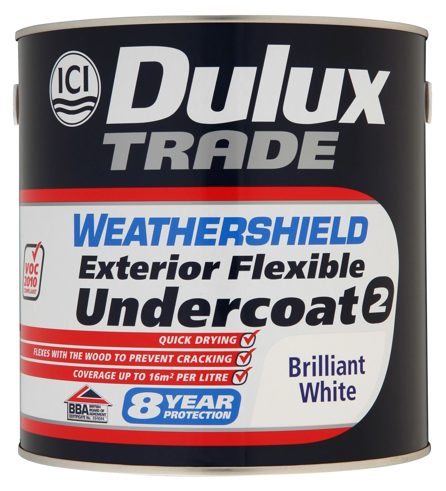 Dulux Trade Weathershield Brilliant White Metal & Wood Undercoat, 2.5L 2 Dulux Trade Weathershield Brilliant White Metal & Wood Undercoat, 2.5L - Image 2