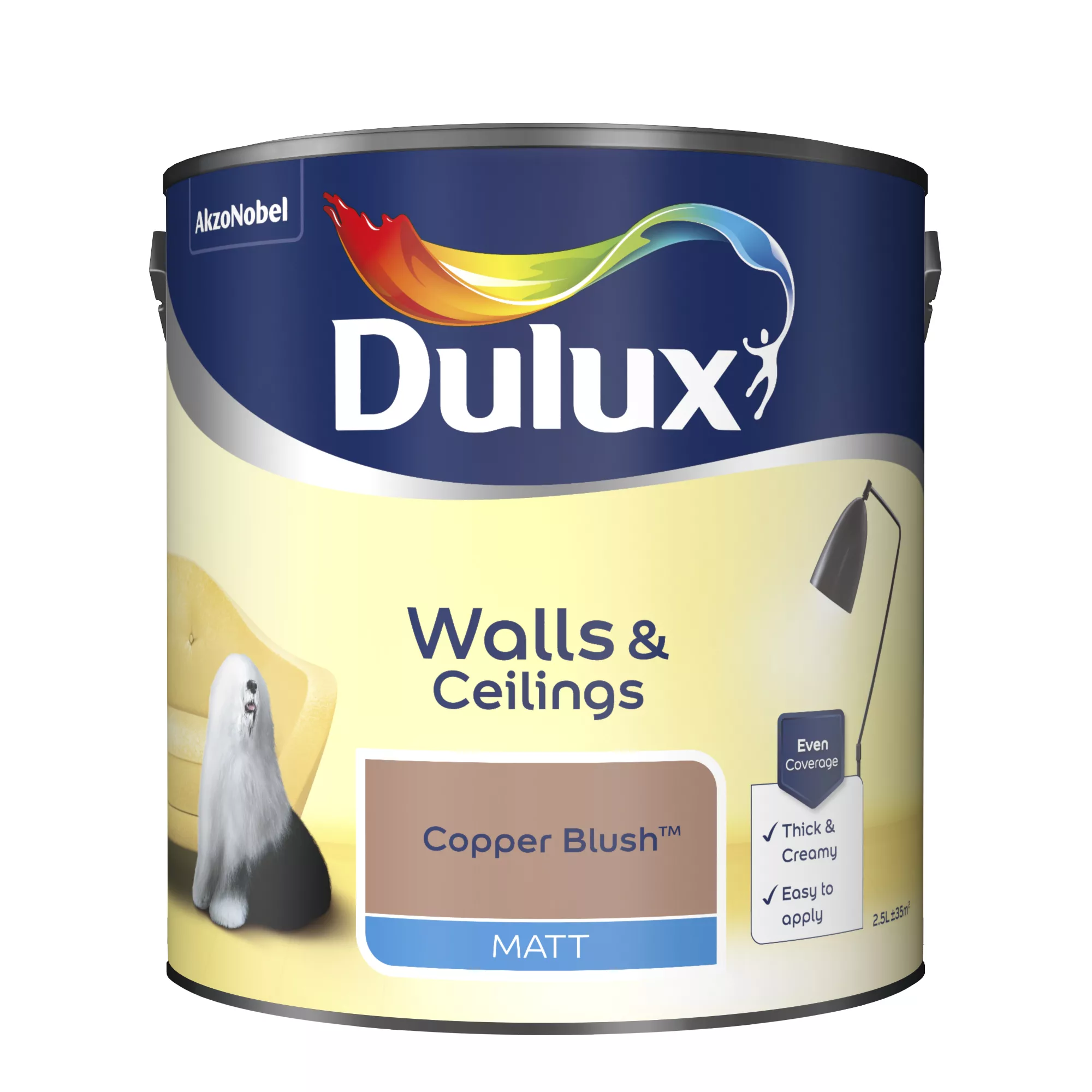 Dulux Walls & Ceilings Copper Blush Matt Emulsion Paint, 2.5L 2 Dulux Walls & Ceilings Copper Blush Matt Emulsion Paint, 2.5L - Image 2