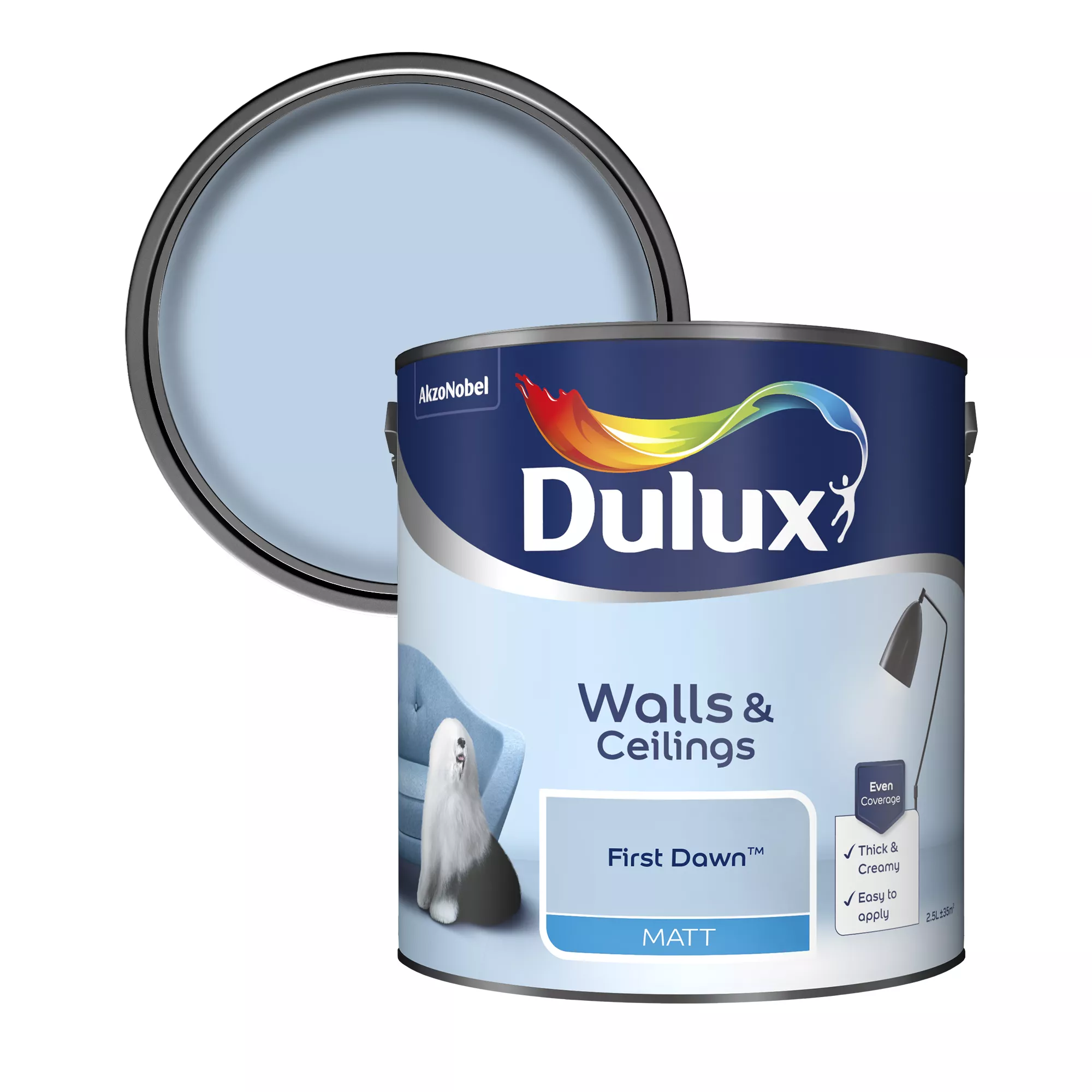 Dulux Walls & Ceilings First Dawn Matt Emulsion Paint, 2.5L 1 Dulux Walls & Ceilings First Dawn Matt Emulsion Paint, 2.5L