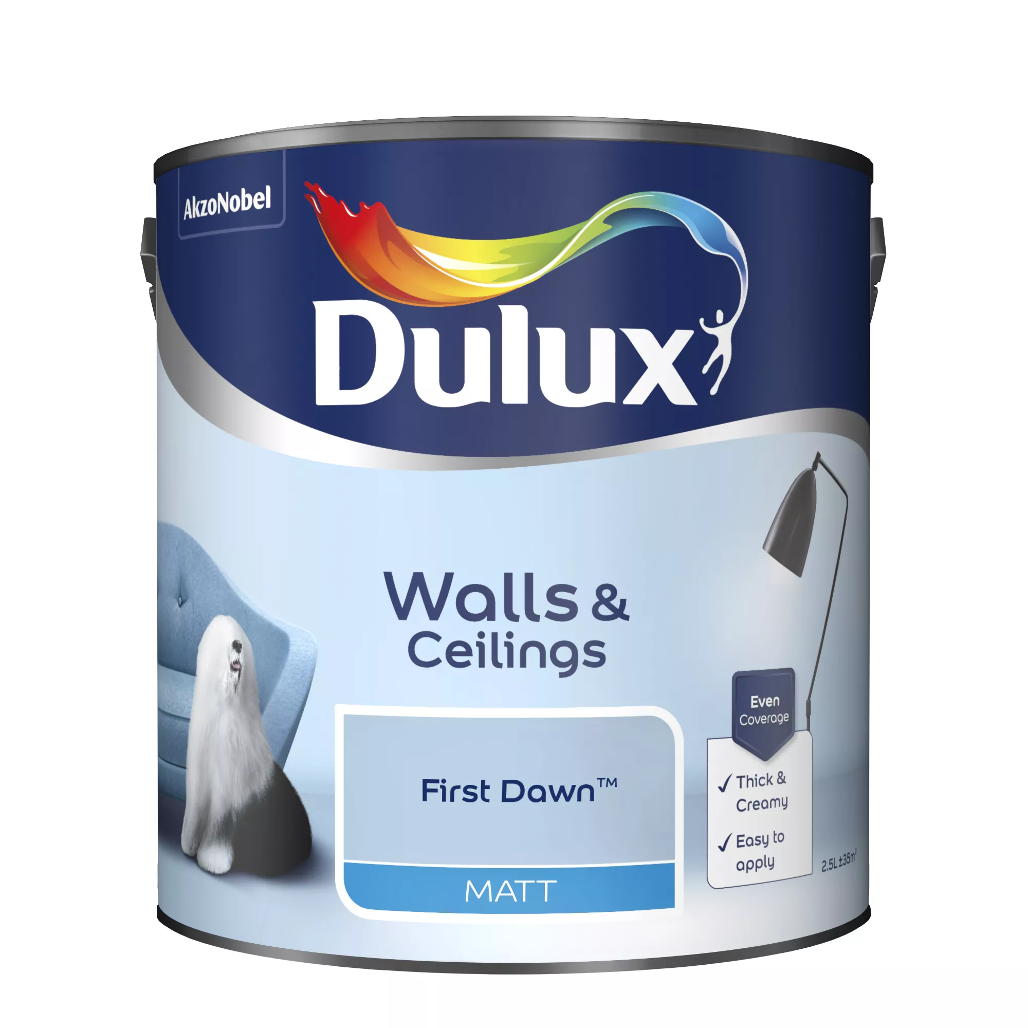 Dulux Walls & Ceilings First Dawn Matt Emulsion Paint, 2.5L 2 Dulux Walls & Ceilings First Dawn Matt Emulsion Paint, 2.5L - Image 2