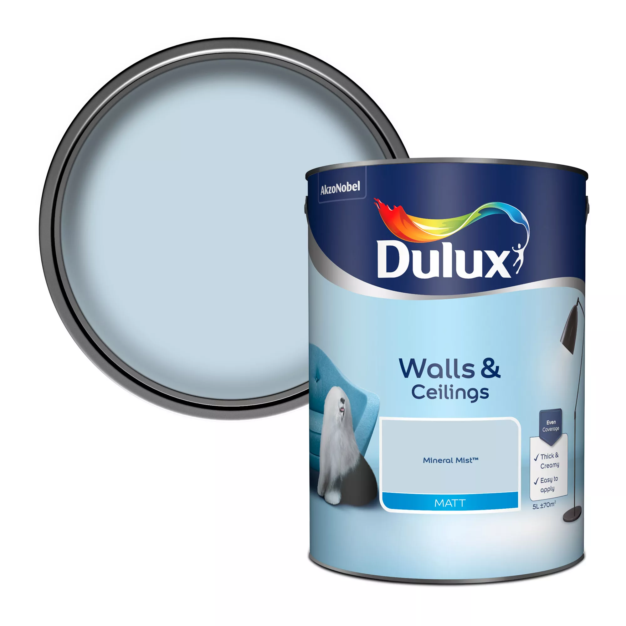 Dulux Walls & Ceilings Mineral Mist Matt Emulsion Paint, 5L 1 Dulux Walls & Ceilings Mineral Mist Matt Emulsion Paint, 5L