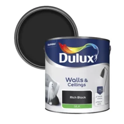 Dulux Walls & Ceilings Rich Black Silk Emulsion Paint, 2.5L