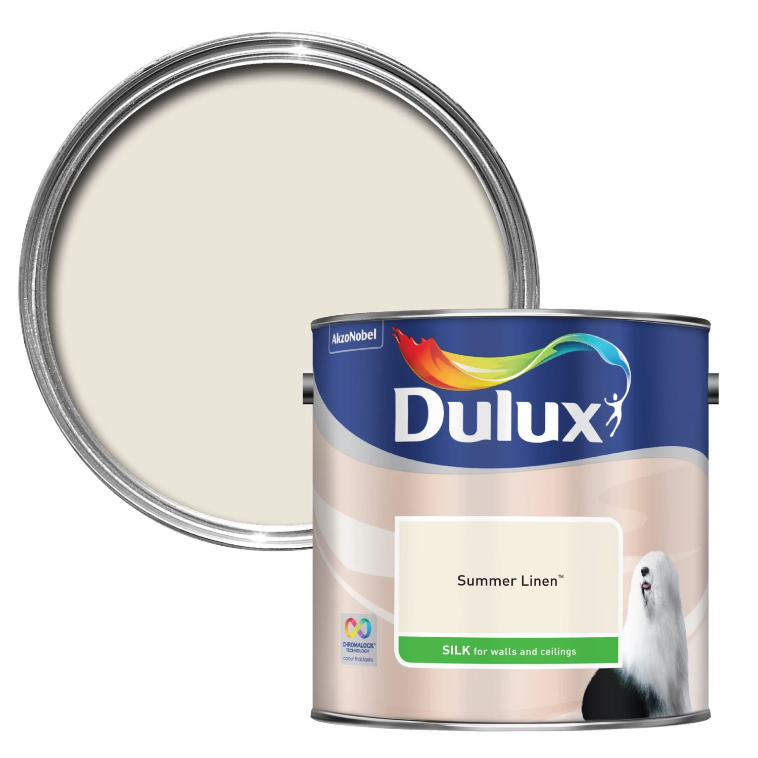 Dulux Walls & Ceilings Summer Linen Silk Emulsion Paint, 2.5L 3 Dulux Walls & Ceilings Summer Linen Silk Emulsion Paint, 2.5L - Image 3
