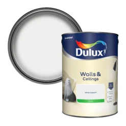Dulux Walls & Ceilings White Cotton Silk Emulsion Paint, 5L