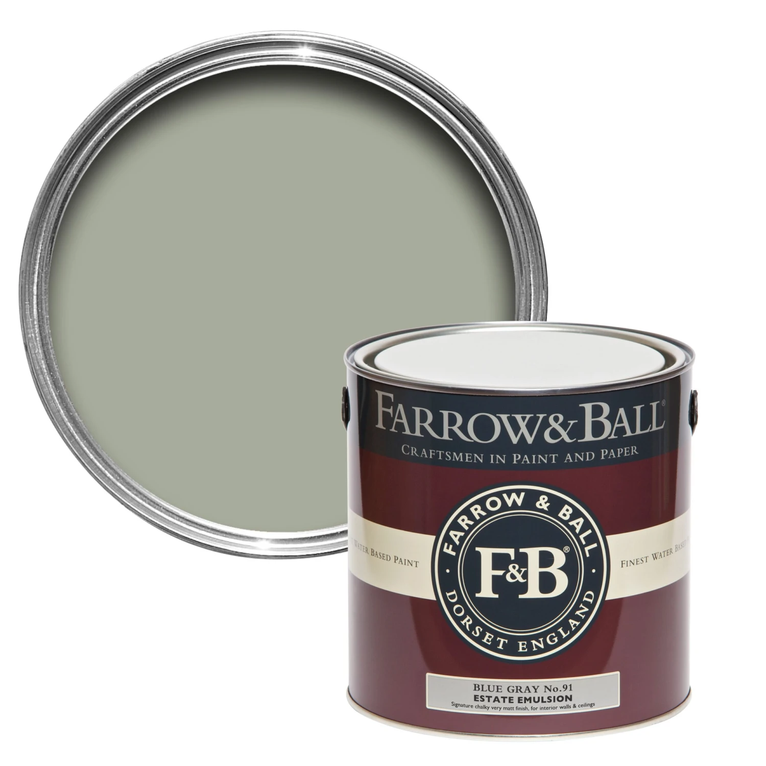 Farrow & Ball Estate Blue Gray No.91 Matt Emulsion Paint, 2.5L 1 Farrow & Ball Estate Blue Gray No.91 Matt Emulsion Paint, 2.5L