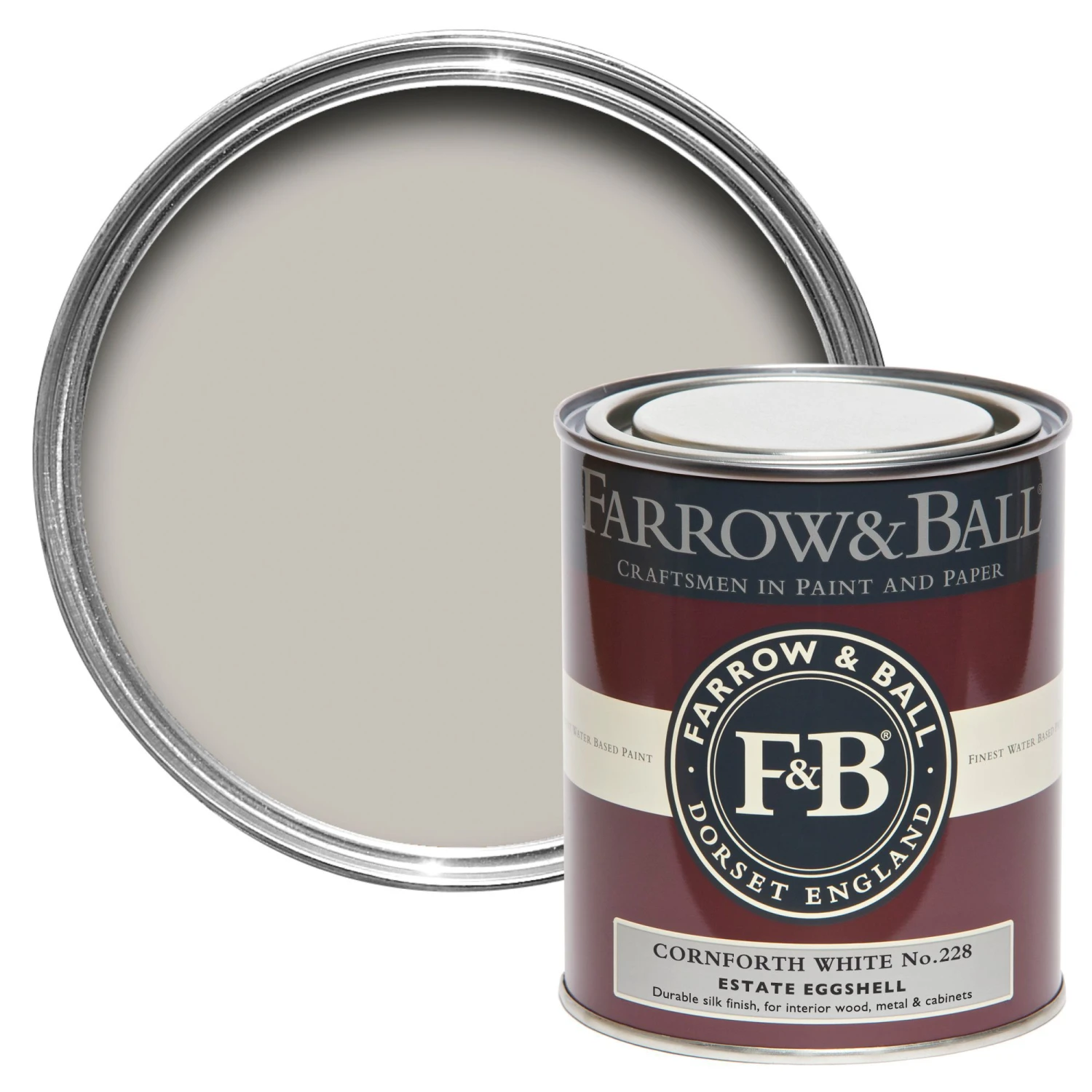 Farrow & Ball Estate Cornforth White No.228 Eggshell Metal & Wood Paint, 750ml 1 Farrow & Ball Estate Cornforth White No.228 Eggshell Metal & Wood Paint, 750ml