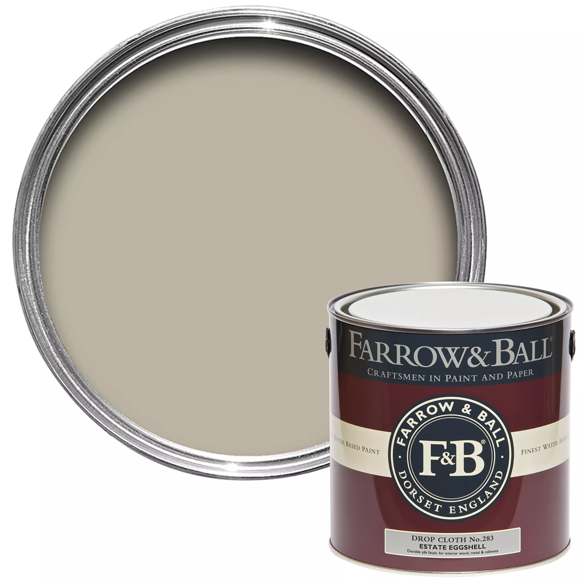 Farrow & Ball Estate Drop Cloth No.283 Eggshell Paint, 2.5L 1 Farrow & Ball Estate Drop Cloth No.283 Eggshell Paint, 2.5L