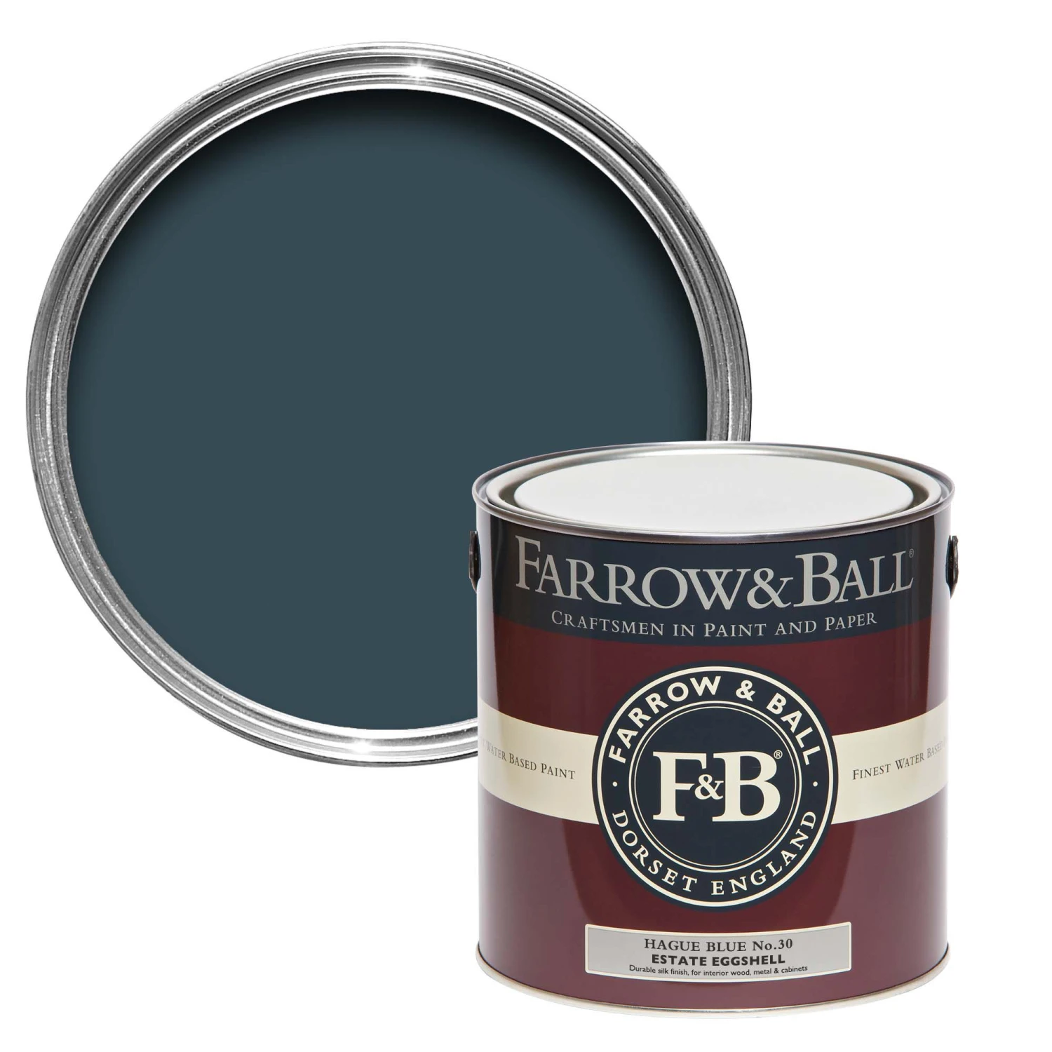 Farrow & Ball Estate Hague Blue No.30 Eggshell Paint, 2.5L 1 Farrow & Ball Estate Hague Blue No.30 Eggshell Paint, 2.5L