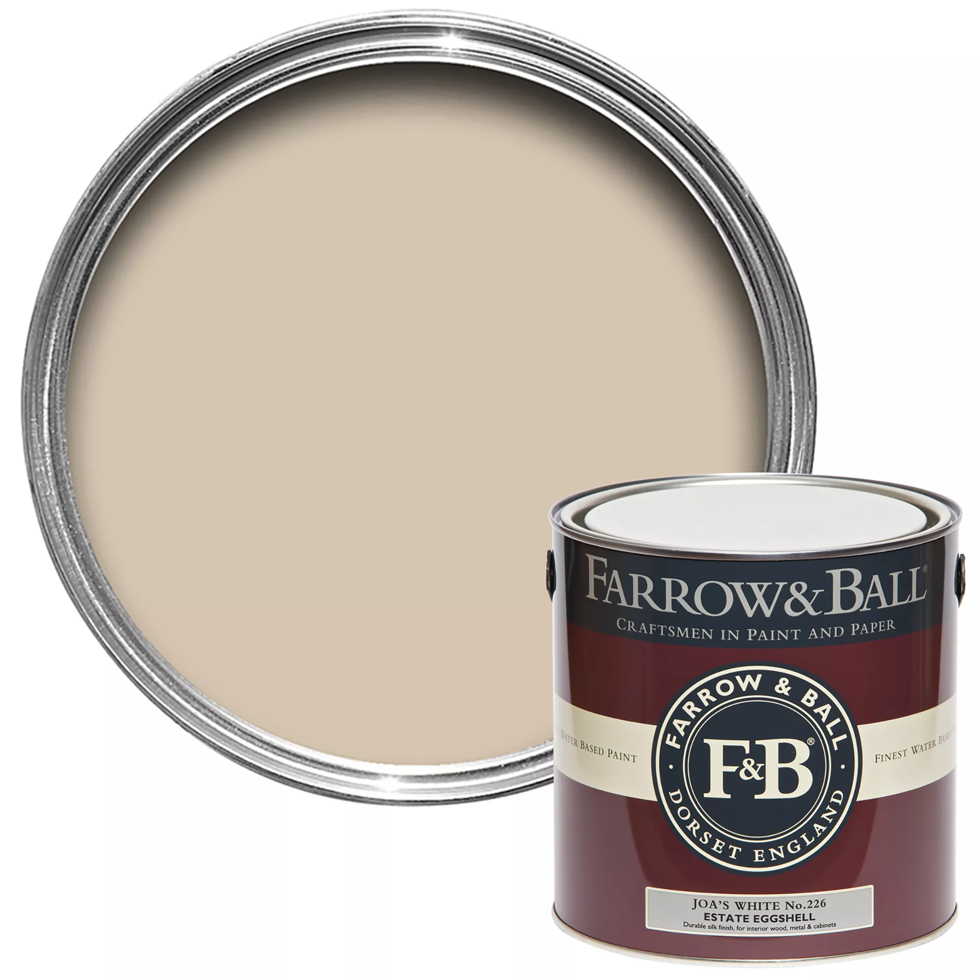 Farrow & Ball Estate Joa's White No.226 Eggshell Paint, 2.5L 1 Farrow & Ball Estate Joa's White No.226 Eggshell Paint, 2.5L