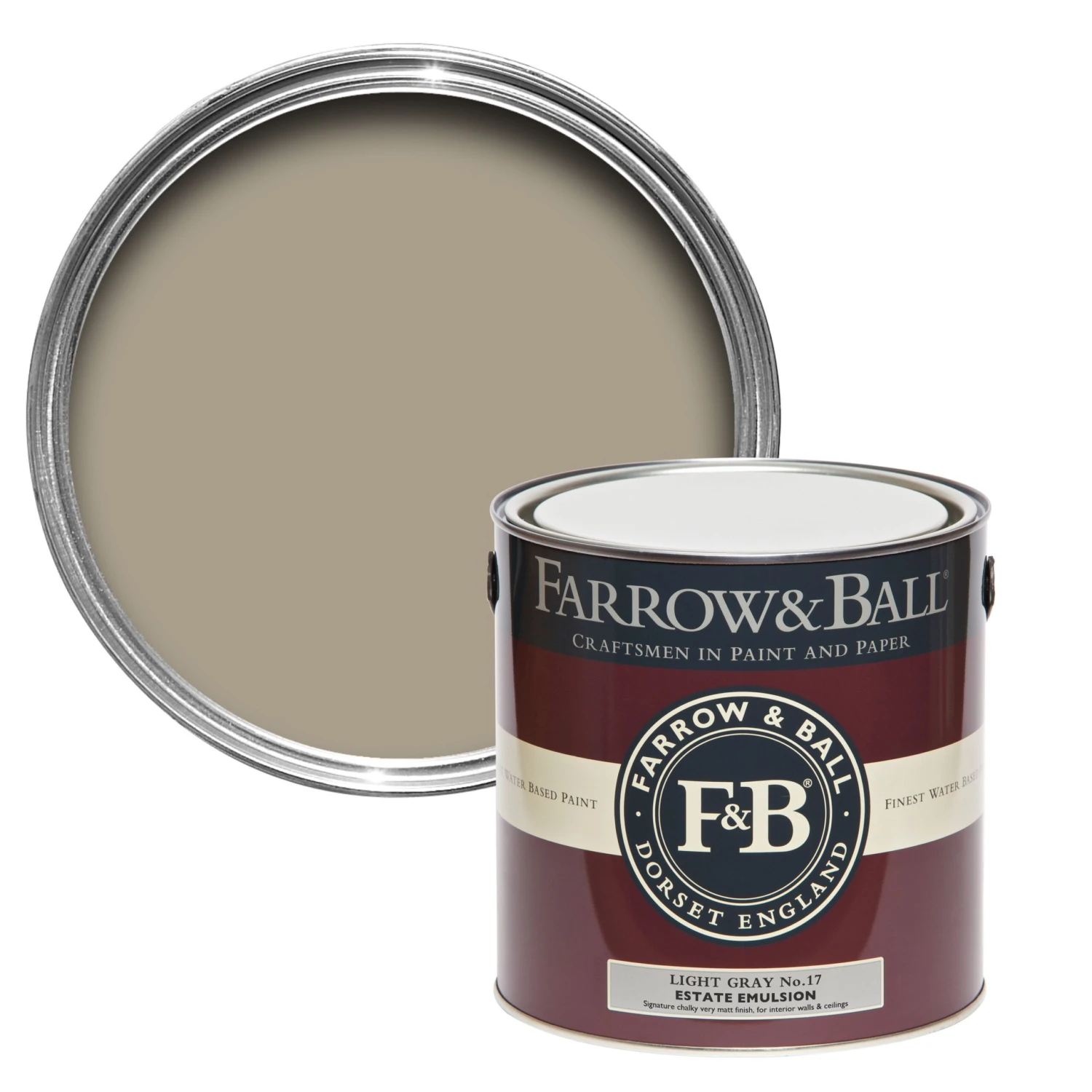 Farrow & Ball Estate Light Gray No.17 Matt Emulsion Paint, 2.5L 1 Farrow & Ball Estate Light Gray No.17 Matt Emulsion Paint, 2.5L