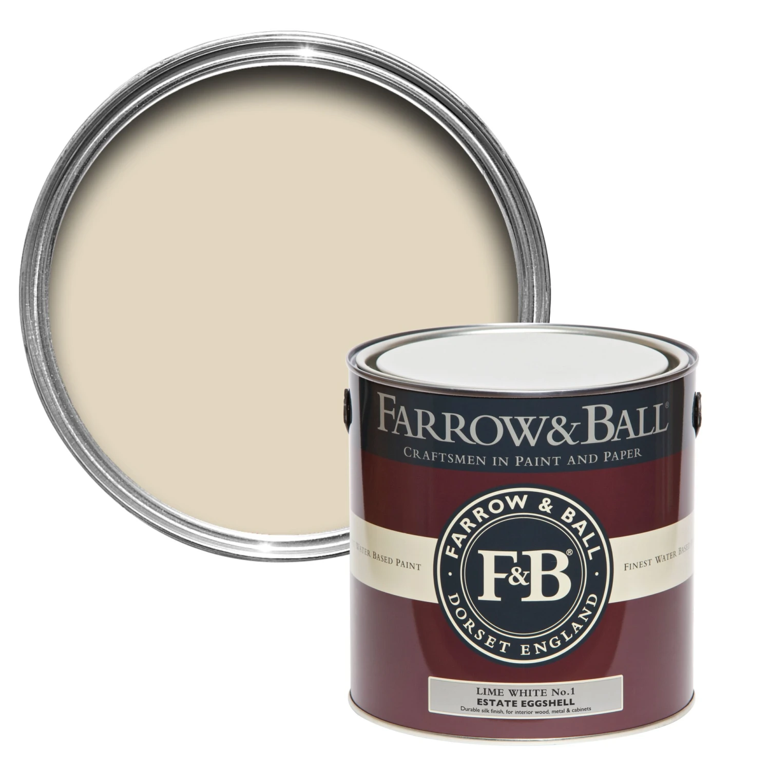 Farrow & Ball Estate Lime White No.1 Eggshell Metal & Wood Paint, 2.5L 1 Farrow & Ball Estate Lime White No.1 Eggshell Metal & Wood Paint, 2.5L