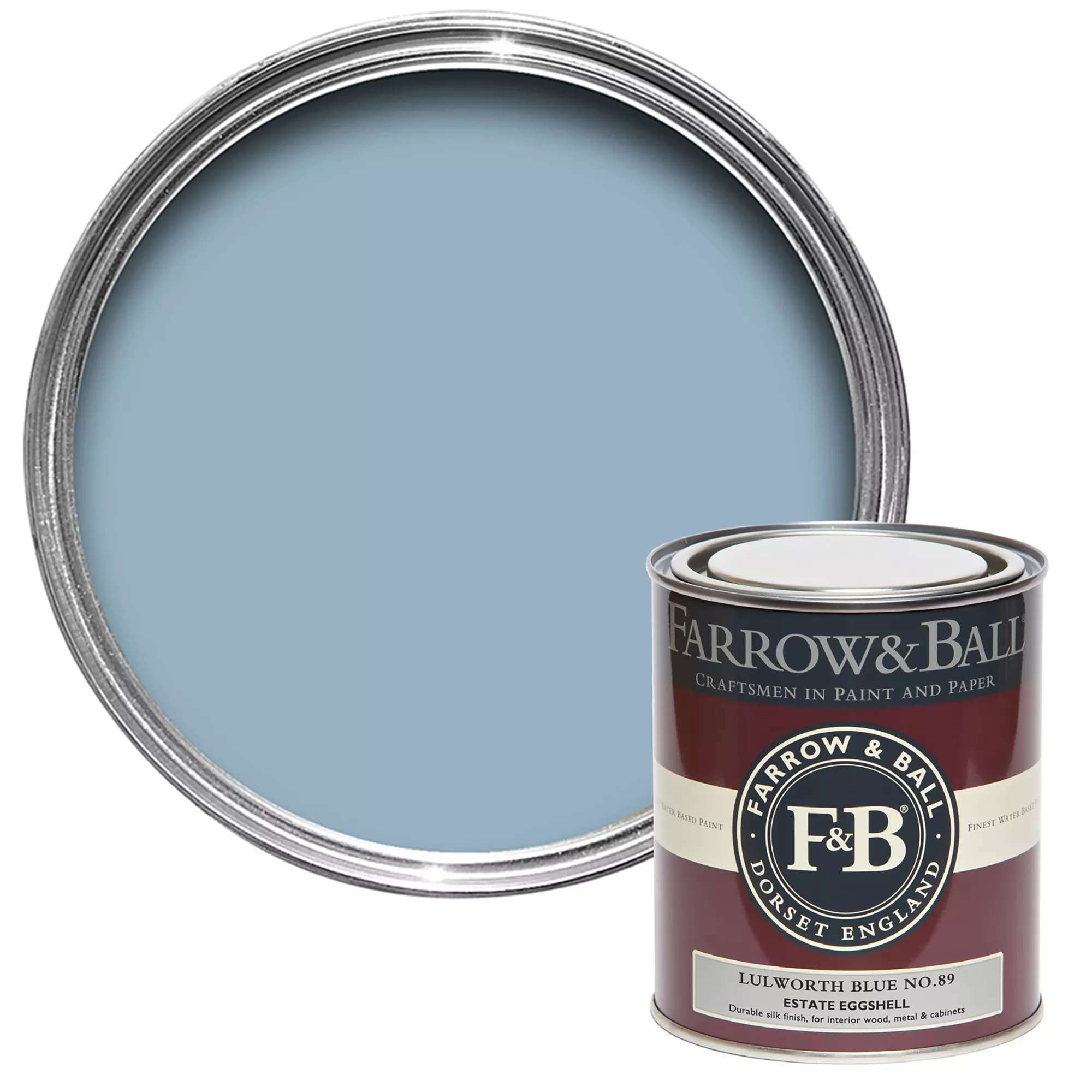 Farrow & Ball Estate Lulworth Blue No.89 Eggshell Paint, 750ml 1 Farrow & Ball Estate Lulworth Blue No.89 Eggshell Paint, 750ml