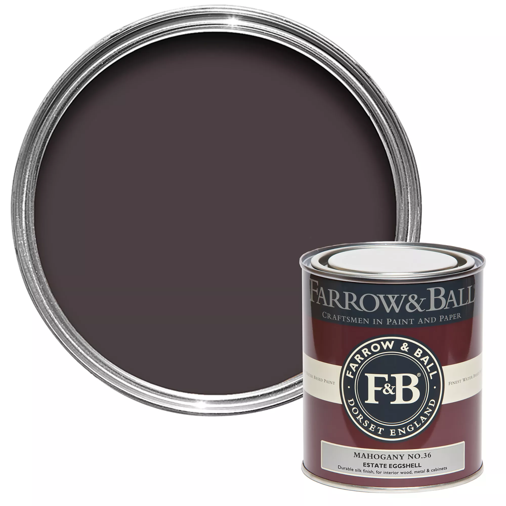 Farrow & Ball Estate Mahogany No.36 Eggshell Paint, 750ml 1 Farrow & Ball Estate Mahogany No.36 Eggshell Paint, 750ml