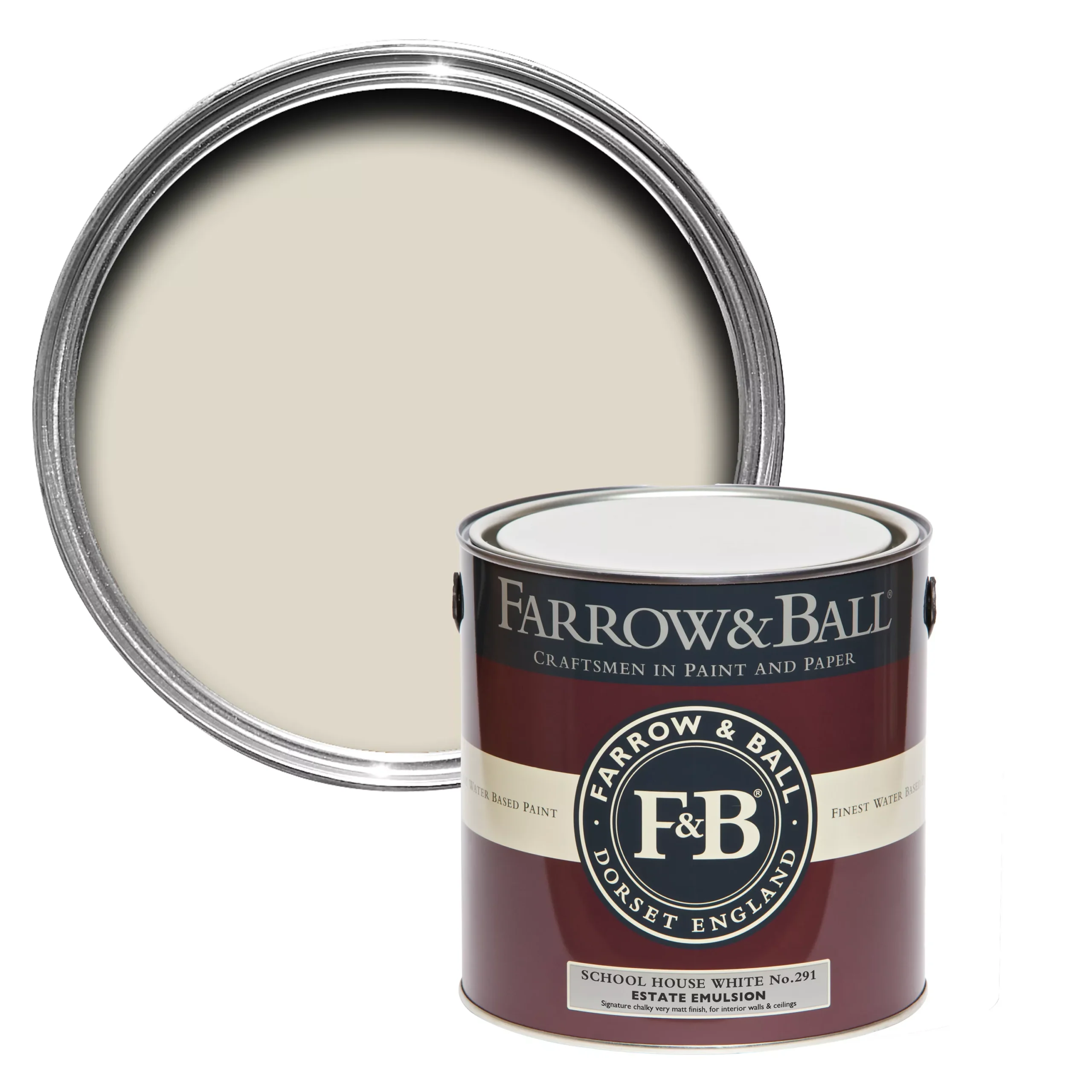 Farrow & Ball Estate School House White No.291 Matt Emulsion Paint, 2.5L 1 Farrow & Ball Estate School House White No.291 Matt Emulsion Paint, 2.5L