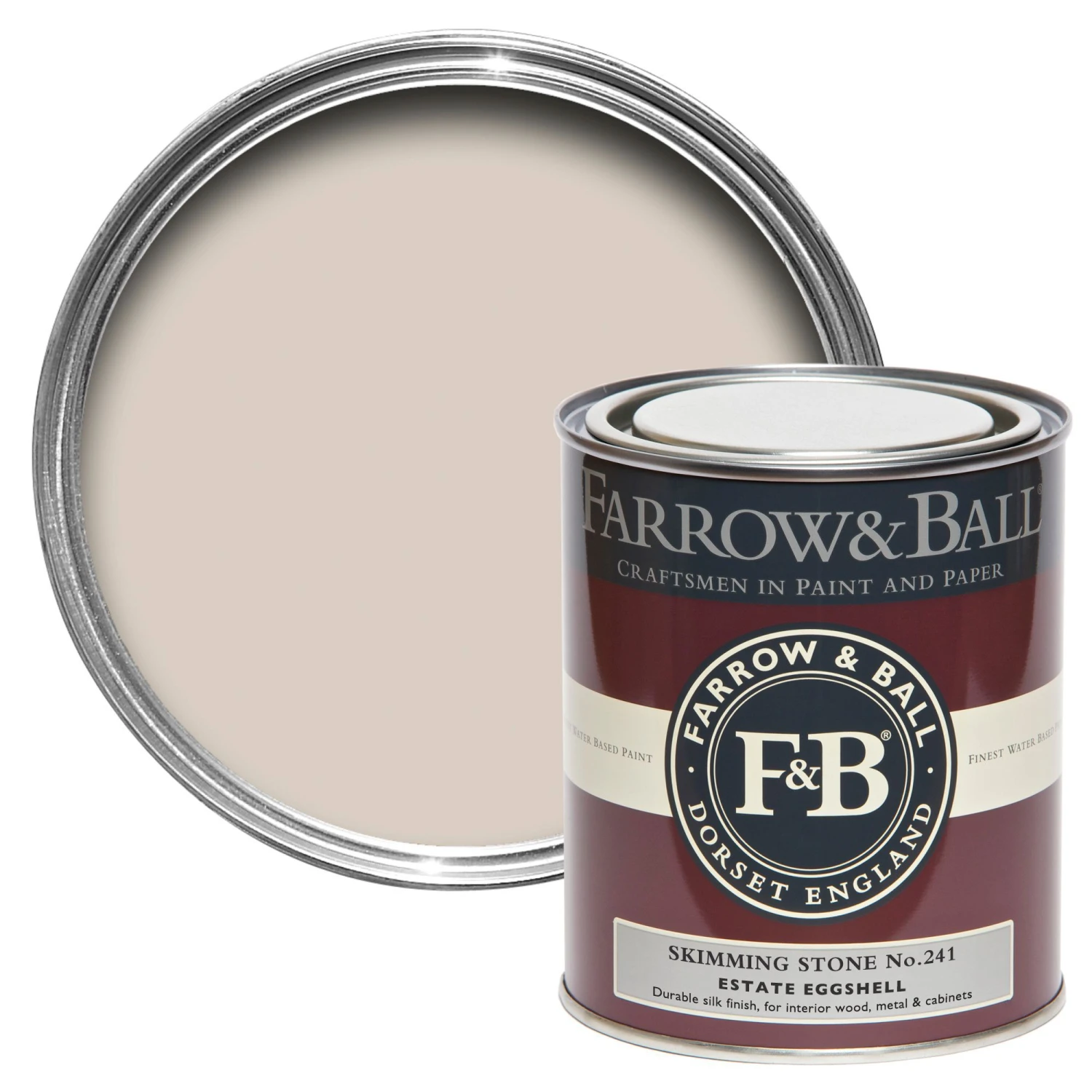 Farrow & Ball Estate Skimming Stone No.241 Eggshell Metal & Wood Paint, 750ml 1 Farrow & Ball Estate Skimming Stone No.241 Eggshell Metal & Wood Paint, 750ml