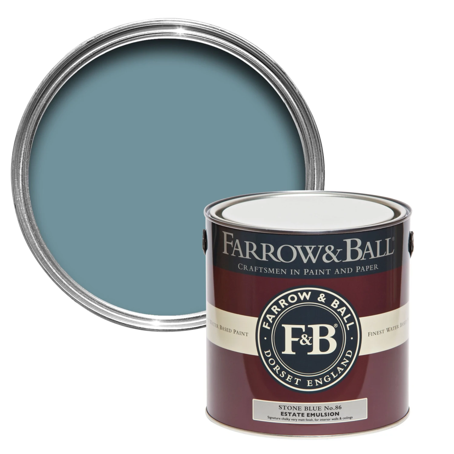 Farrow & Ball Estate Stone Blue No.86 Matt Emulsion Paint, 2.5L 1 Farrow & Ball Estate Stone Blue No.86 Matt Emulsion Paint, 2.5L