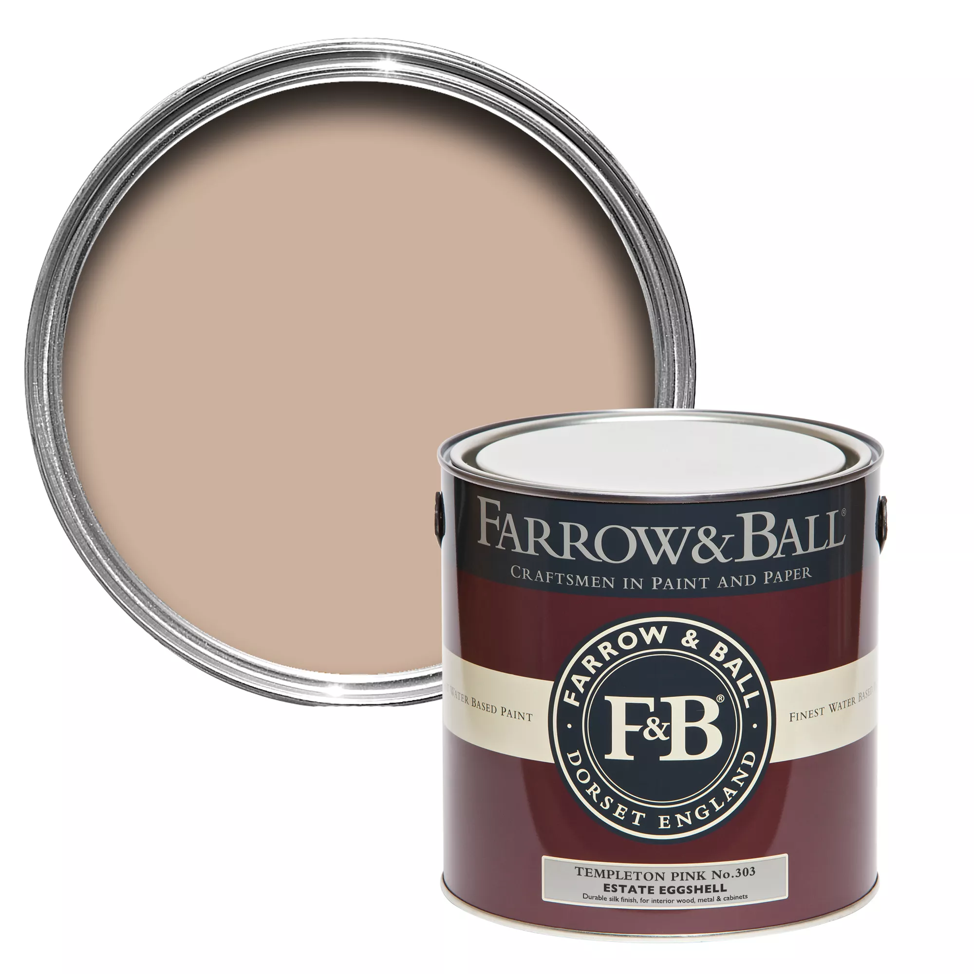 Farrow & Ball Estate Templeton Pink No.303 Eggshell Paint, 2.5L 1 Farrow & Ball Estate Templeton Pink No.303 Eggshell Paint, 2.5L