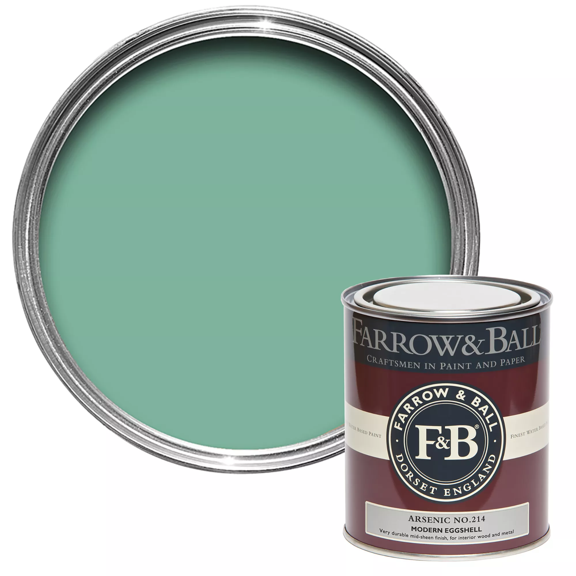 Farrow & Ball Modern Arsenic No.214 Eggshell Paint, 750ml 1 Farrow & Ball Modern Arsenic No.214 Eggshell Paint, 750ml
