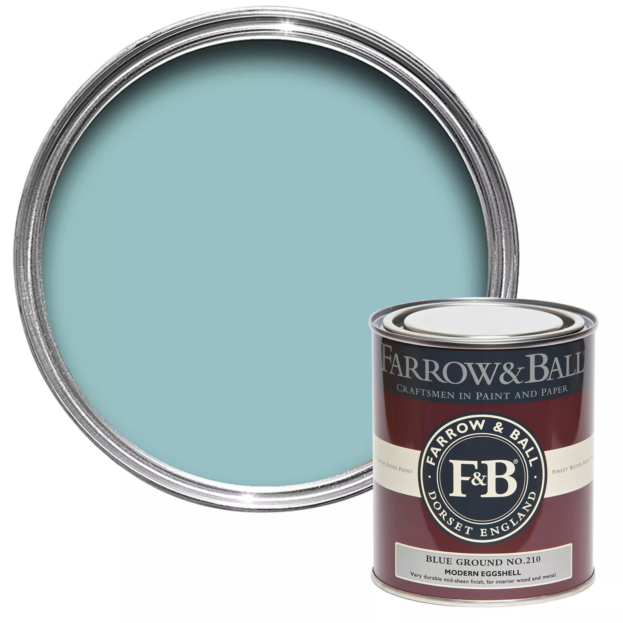Farrow & Ball Modern Blue Ground No.210 Eggshell Paint, 750ml 1 Farrow & Ball Modern Blue Ground No.210 Eggshell Paint, 750ml