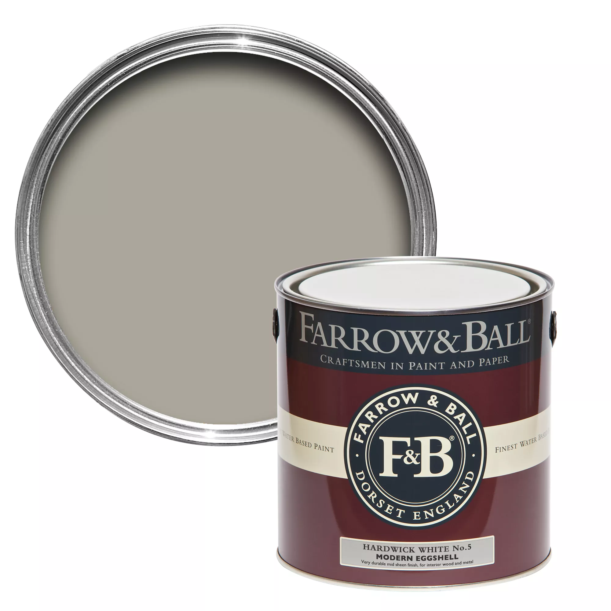 Farrow & Ball Modern Hardwick White No.5 Eggshell Paint, 2.5L 1 Farrow & Ball Modern Hardwick White No.5 Eggshell Paint, 2.5L