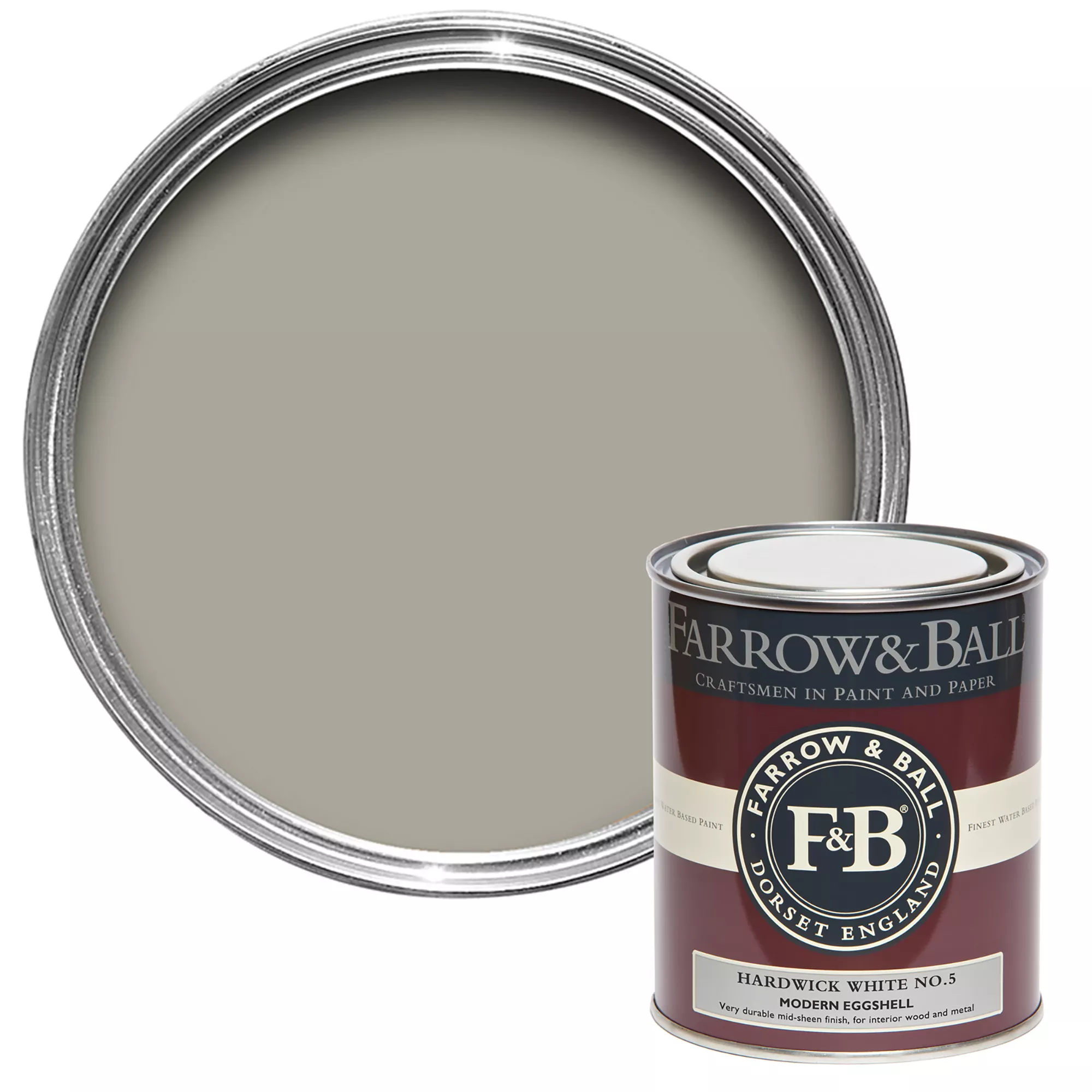 Farrow & Ball Modern Hardwick White No.5 Eggshell Paint, 750ml 1 Farrow & Ball Modern Hardwick White No.5 Eggshell Paint, 750ml