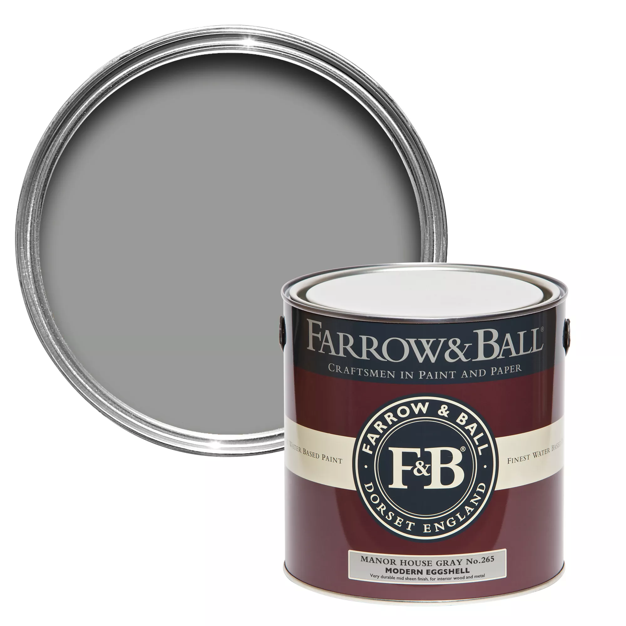 Farrow & Ball Modern Manor House Gray No.265 Eggshell Paint, 2.5L 1 Farrow & Ball Modern Manor House Gray No.265 Eggshell Paint, 2.5L