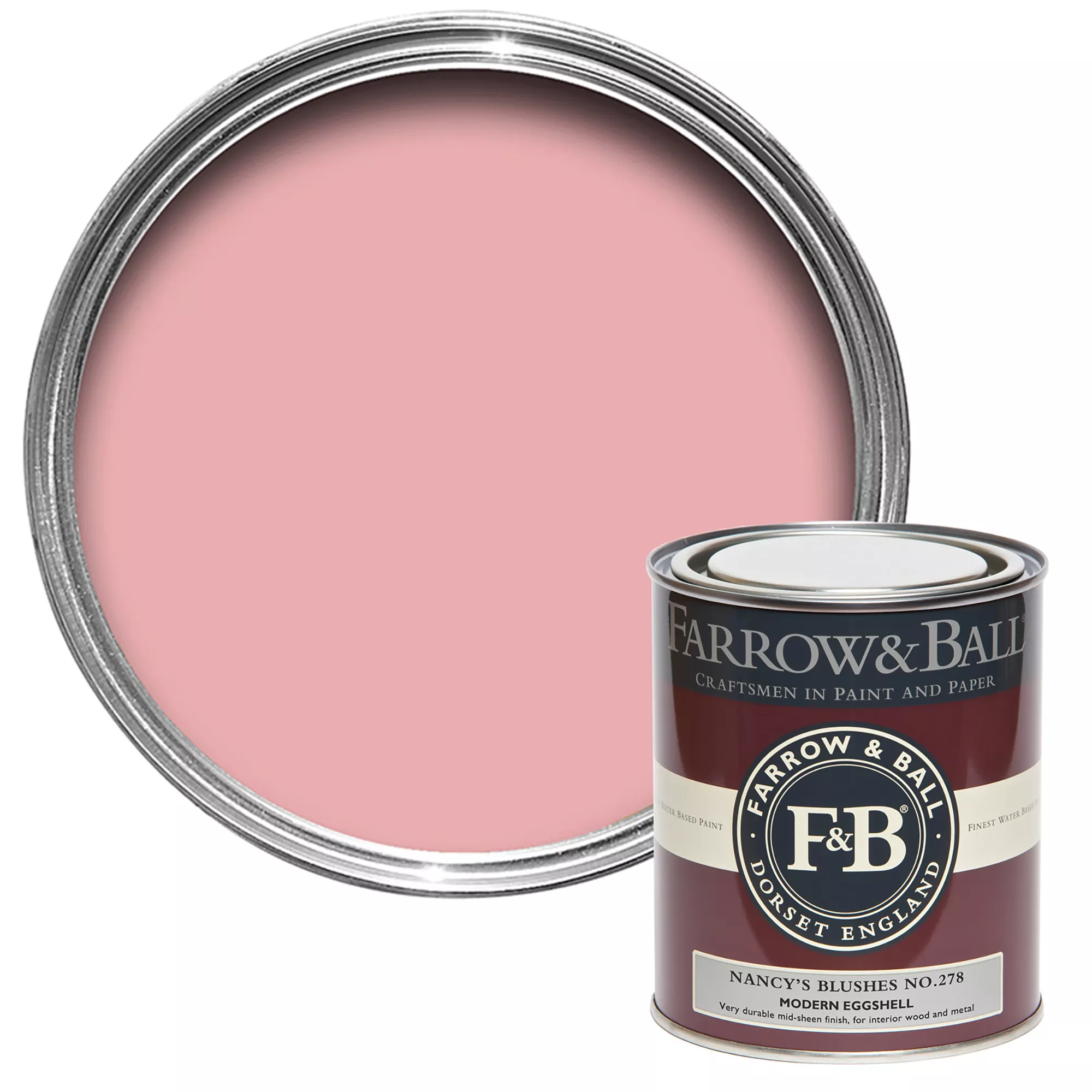 Farrow & Ball Modern Nancy's Blushes No.278 Eggshell Paint, 750ml 1 Farrow & Ball Modern Nancy's Blushes No.278 Eggshell Paint, 750ml