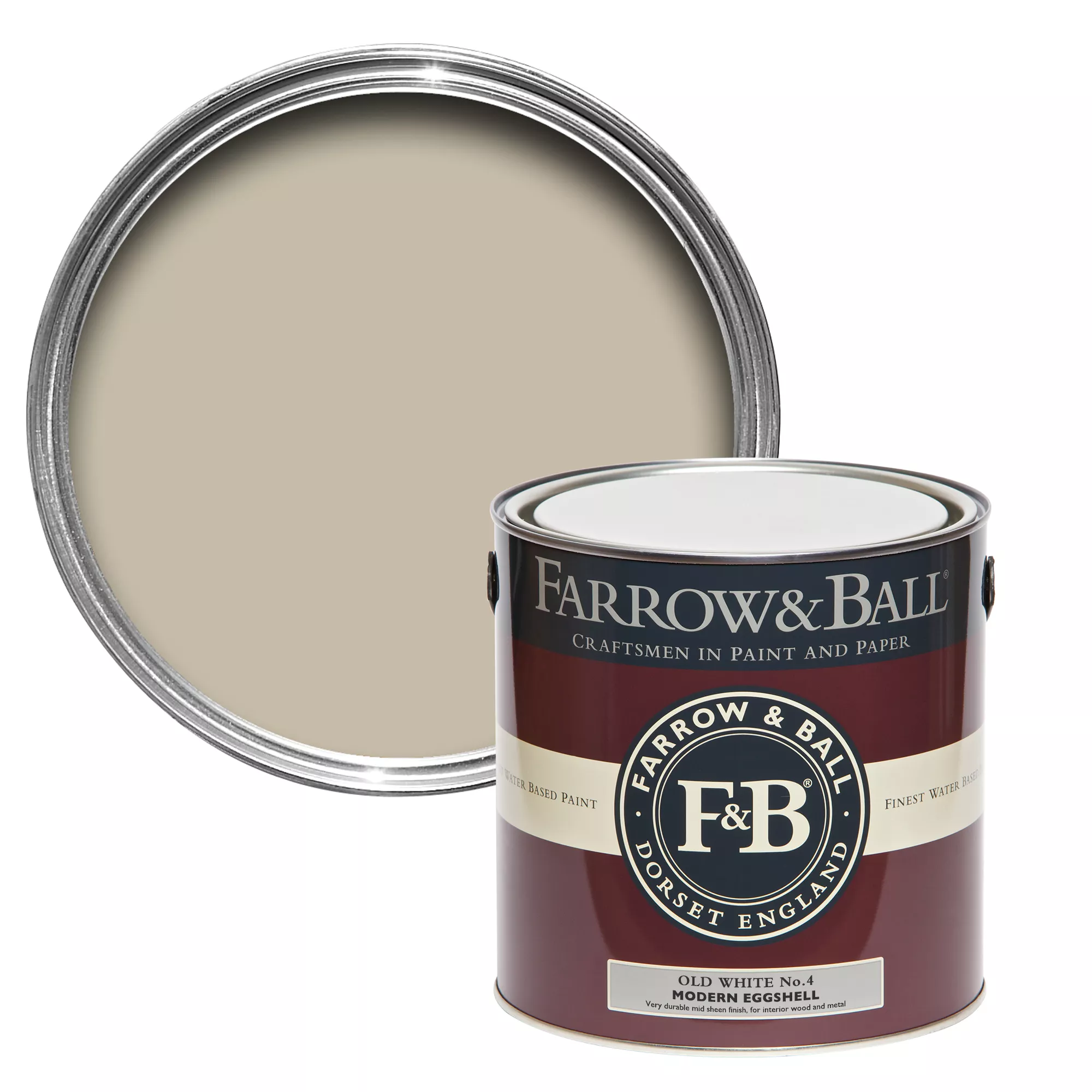 Farrow & Ball Modern Old White No.4 Eggshell Paint, 2.5L 1 Farrow & Ball Modern Old White No.4 Eggshell Paint, 2.5L