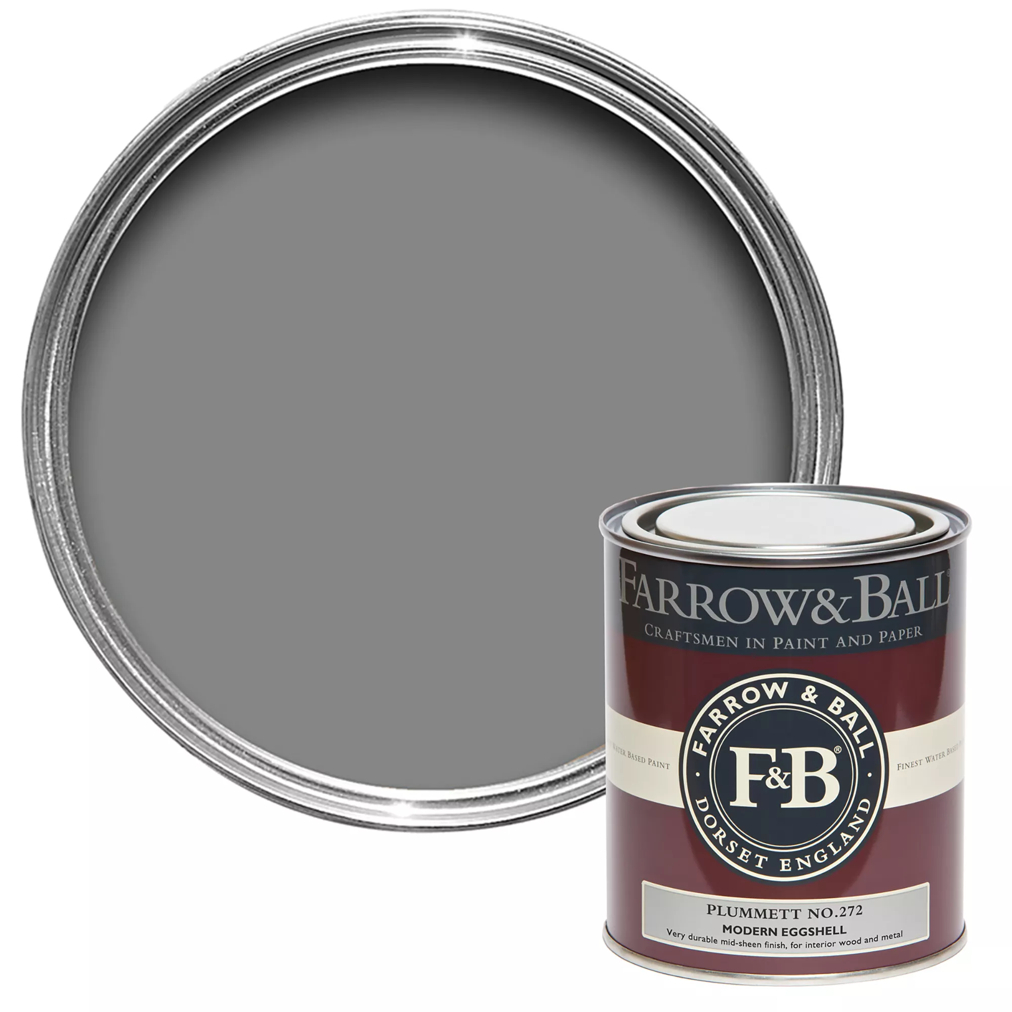 Farrow & Ball Modern Plummett No.272 Eggshell Paint, 750ml 1 Farrow & Ball Modern Plummett No.272 Eggshell Paint, 750ml